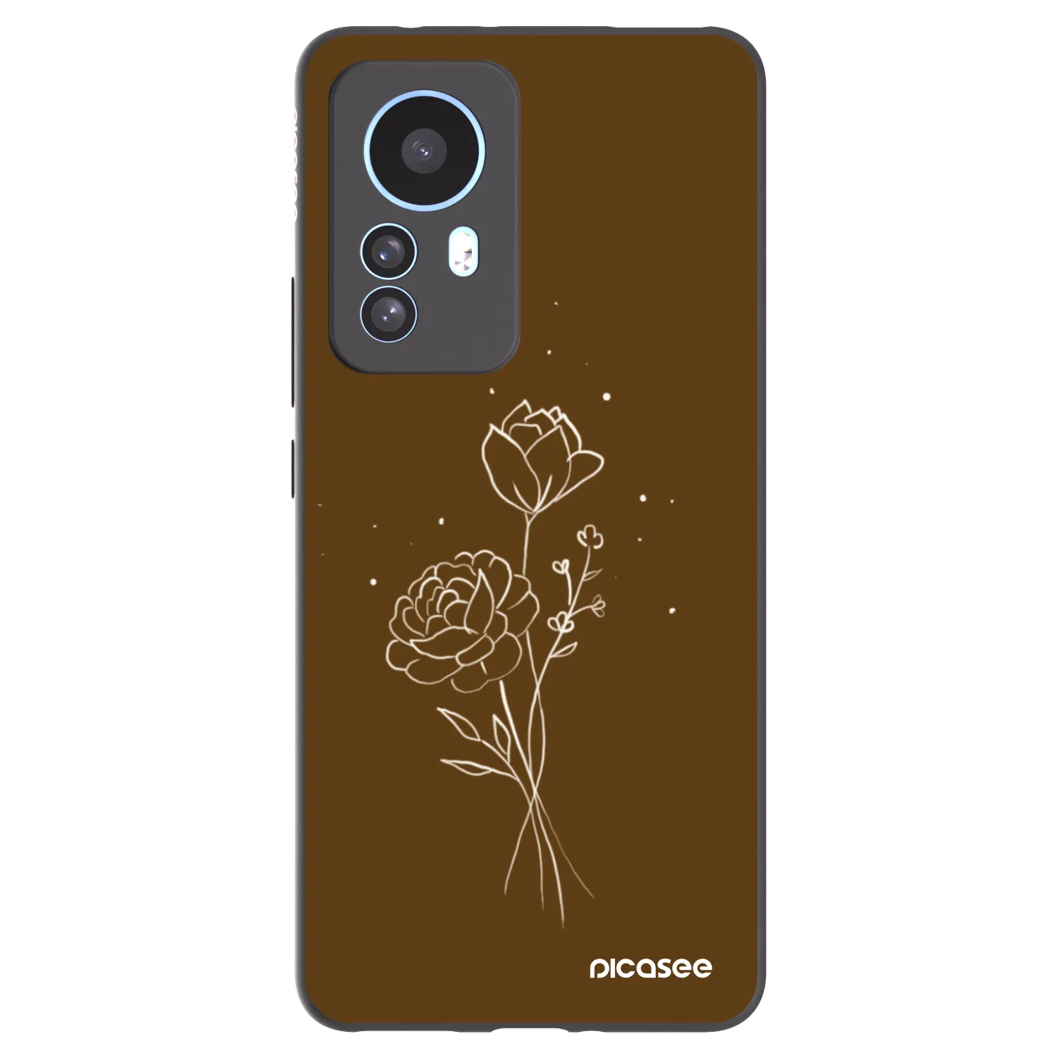 Picasee crna silikonska maskica za Xiaomi 12T Pro - Brown flowers