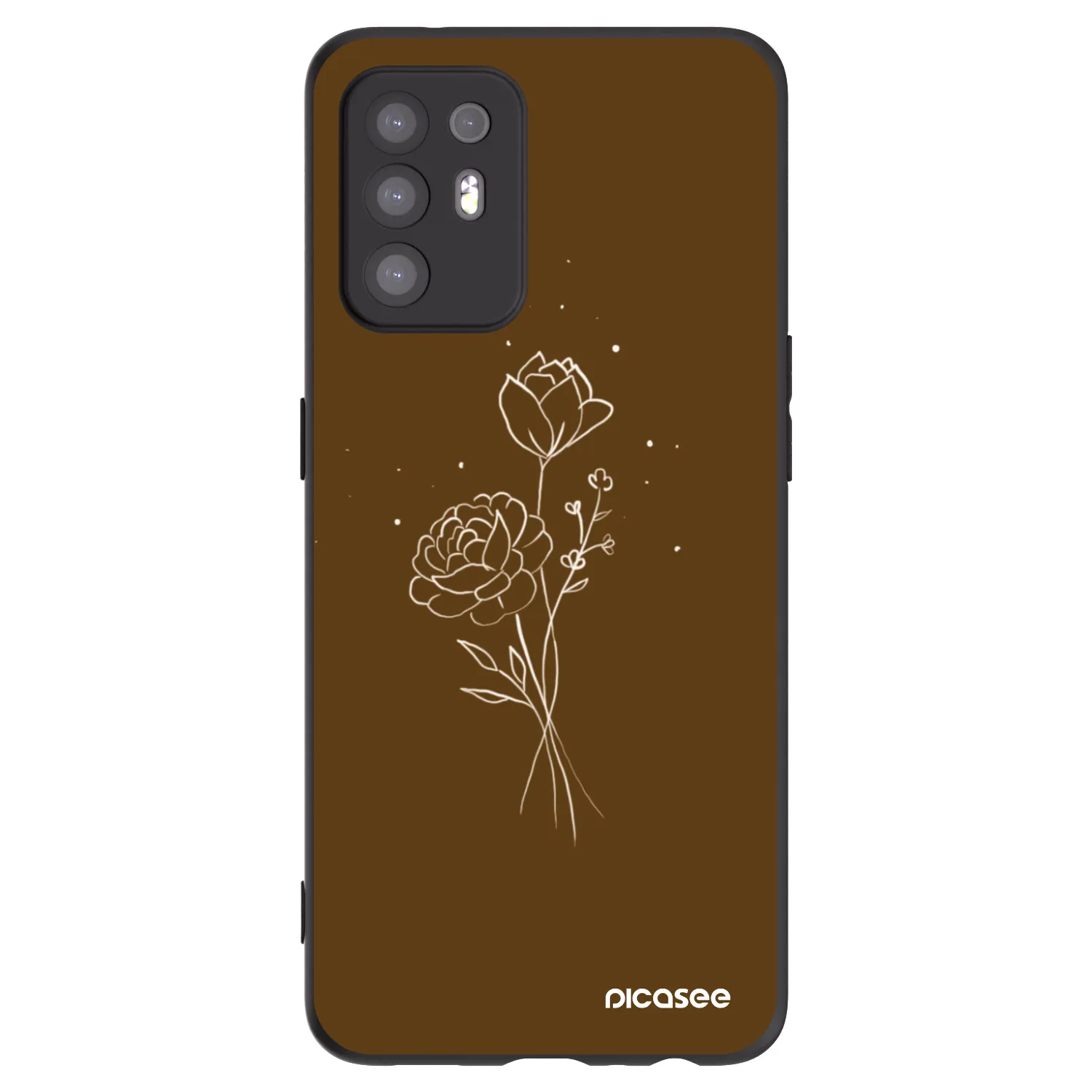 Picasee crna silikonska maskica za OPPO A94 5G - Brown flowers