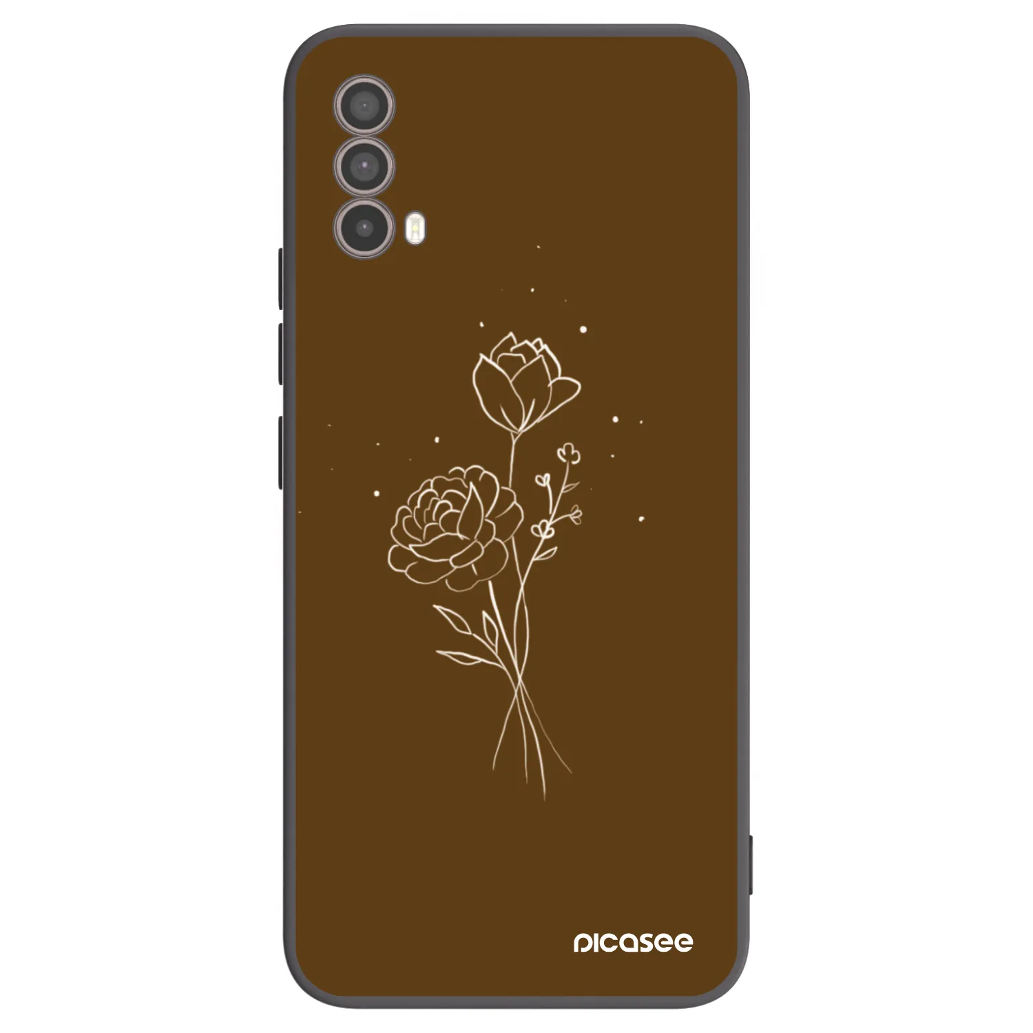 Picasee crna silikonska maskica za Motorola Moto E40 - Brown flowers