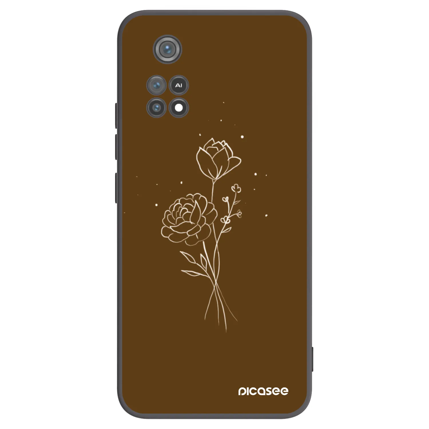 Picasee crna silikonska maskica za Xiaomi Poco M4 Pro - Brown flowers