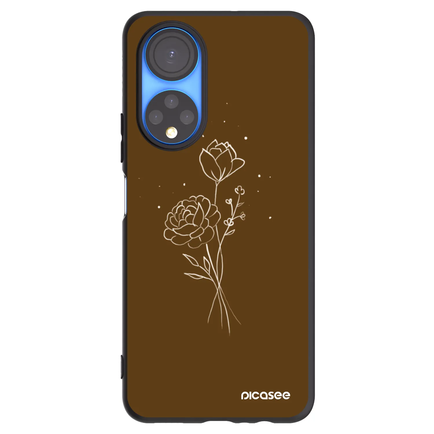 Picasee crna silikonska maskica za Honor X7 - Brown flowers