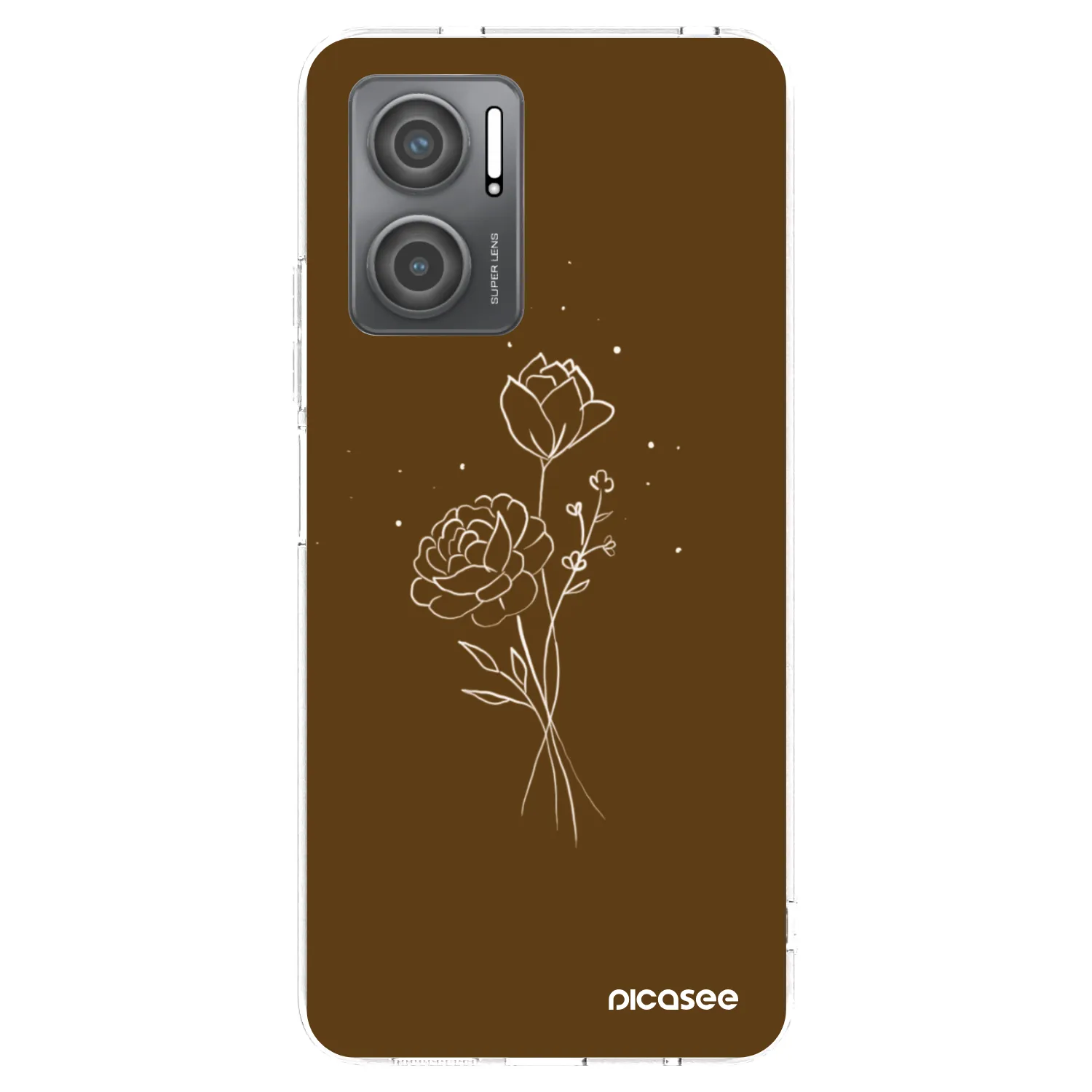 Picasee silikonska prozirna maskica za Xiaomi Redmi 10 5G - Brown flowers
