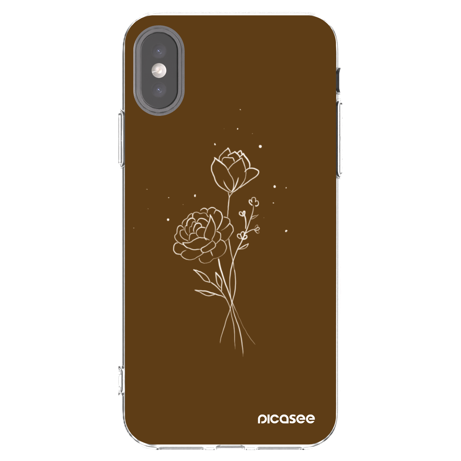 Picasee silikonska prozirna maskica za Apple iPhone X/XS - Brown flowers