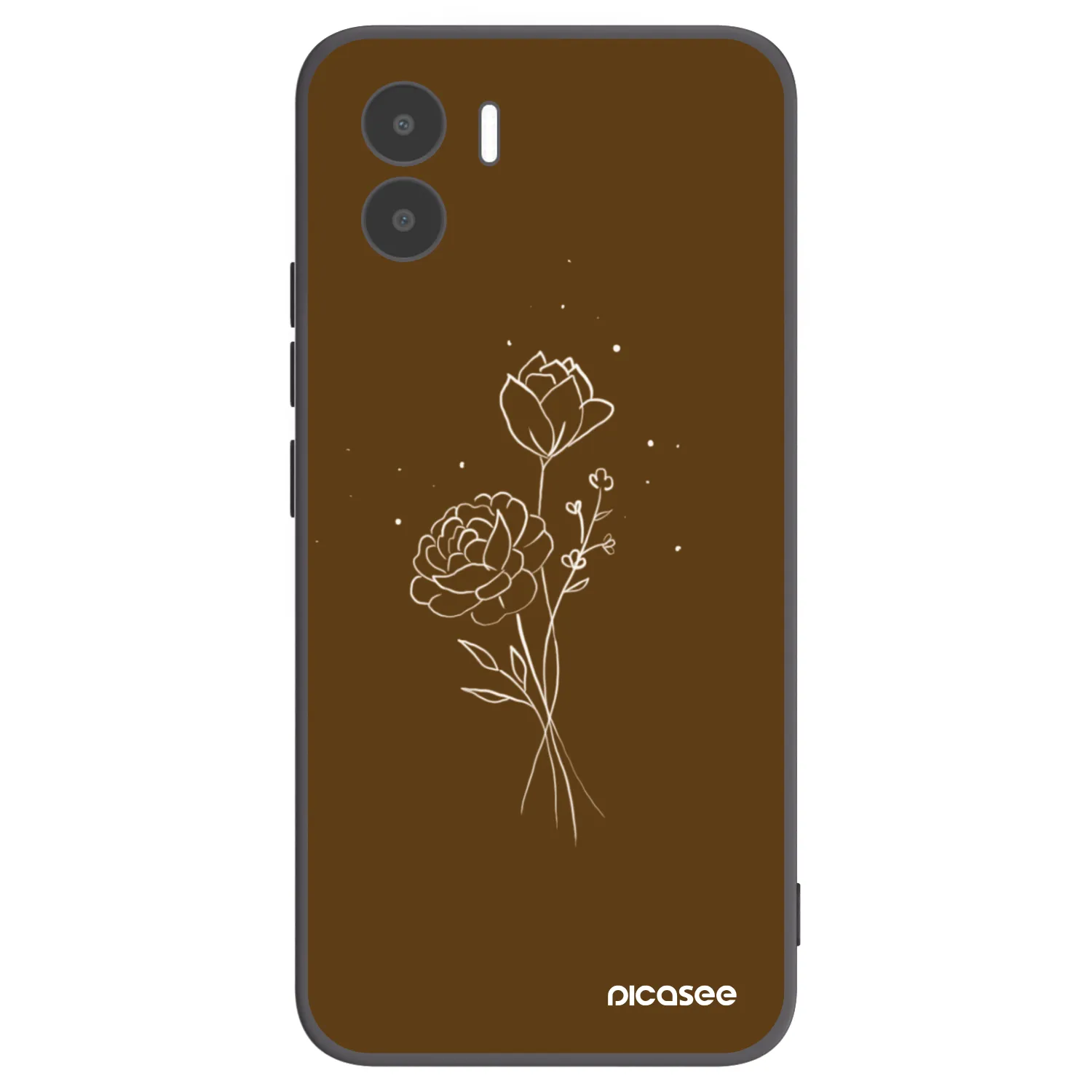 Picasee crna silikonska maskica za Xiaomi Redmi A1 - Brown flowers