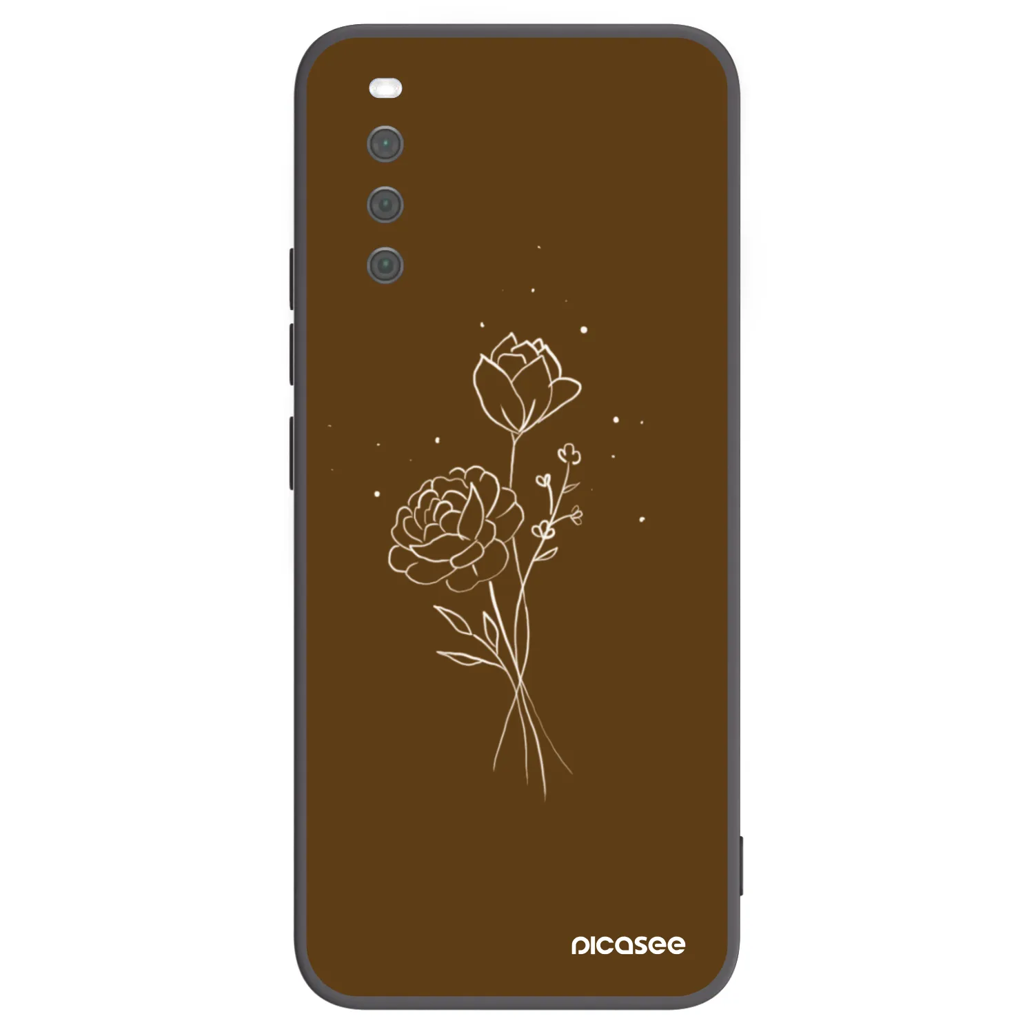 Picasee crna silikonska maskica za Sony Xperia 10 III - Brown flowers