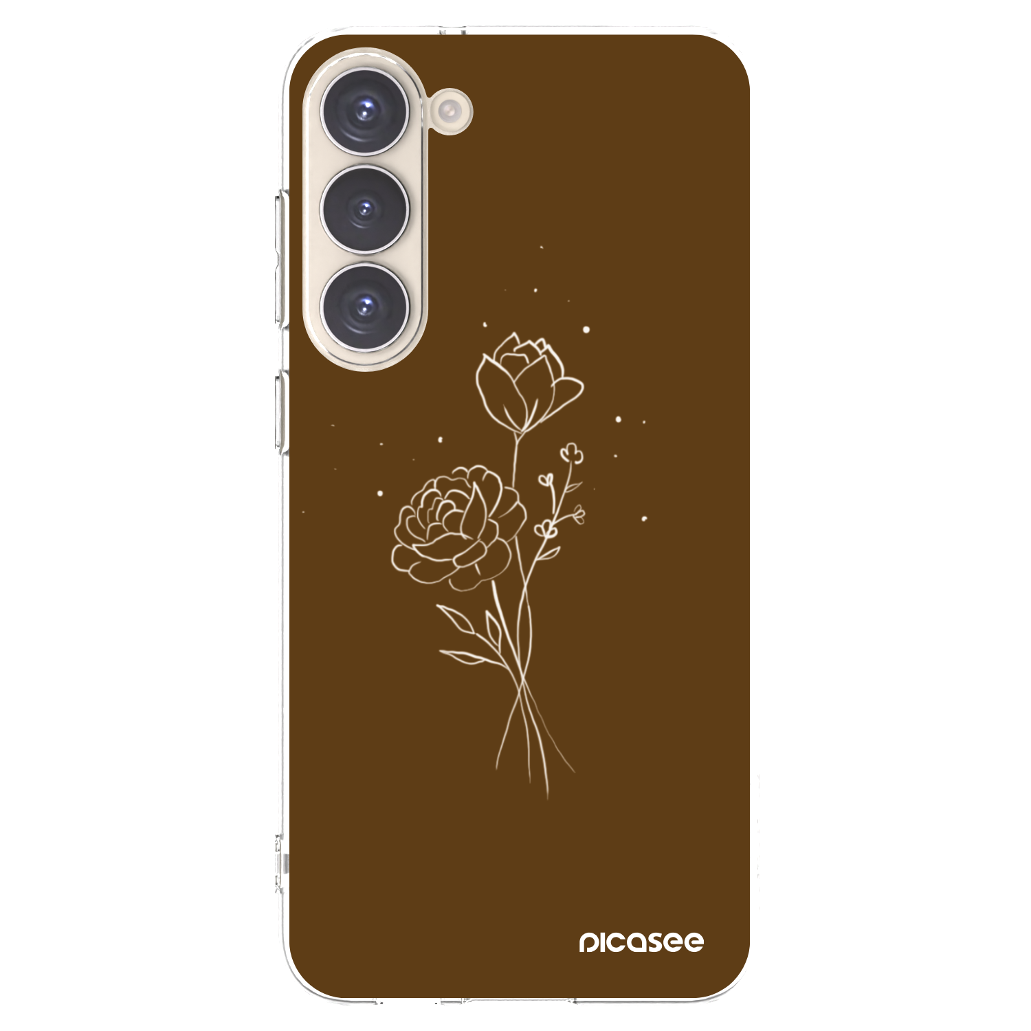 Picasee silikonska prozirna maskica za Samsung Galaxy S23+ 5G - Brown flowers