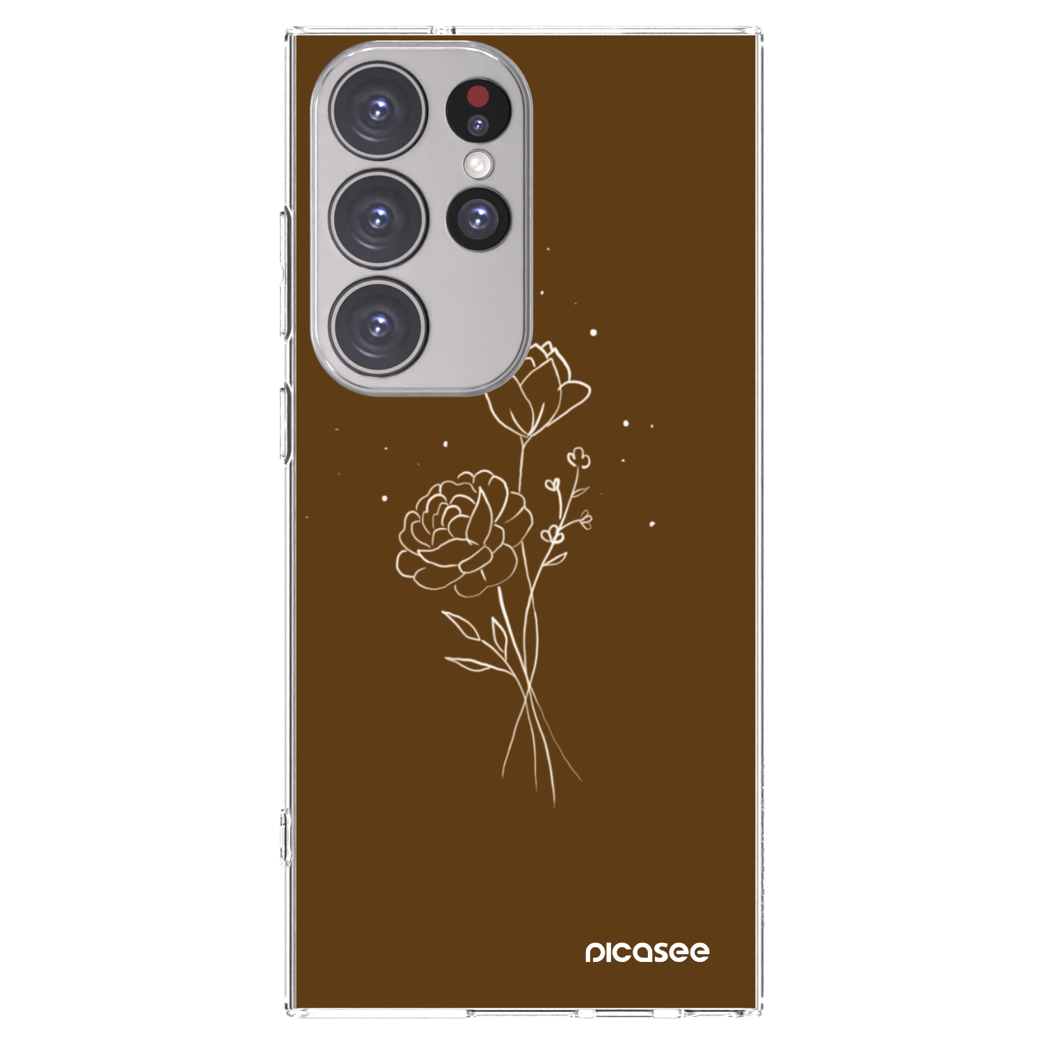 Picasee silikonska prozirna maskica za Samsung Galaxy S23 Ultra 5G - Brown flowers