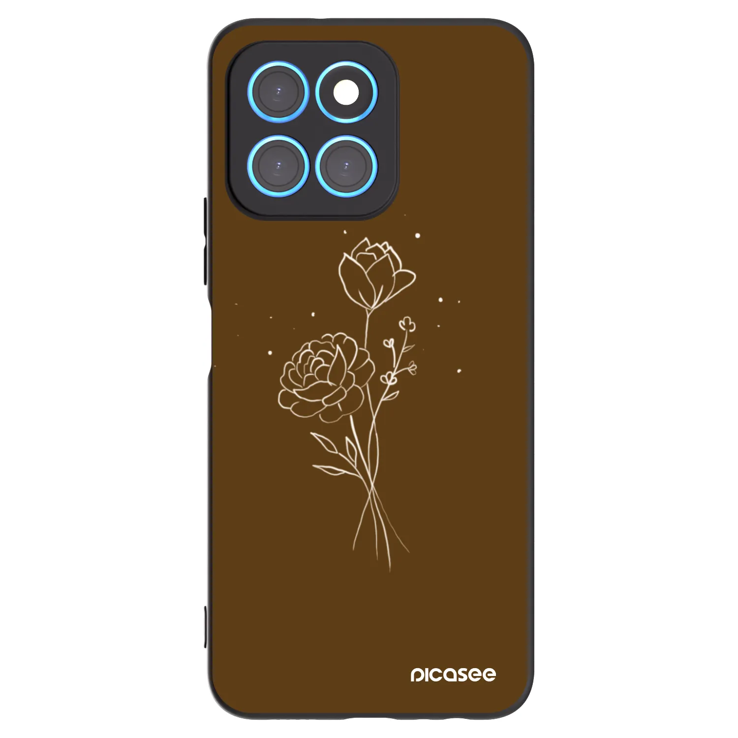 Picasee crna silikonska maskica za Honor X6 - Brown flowers