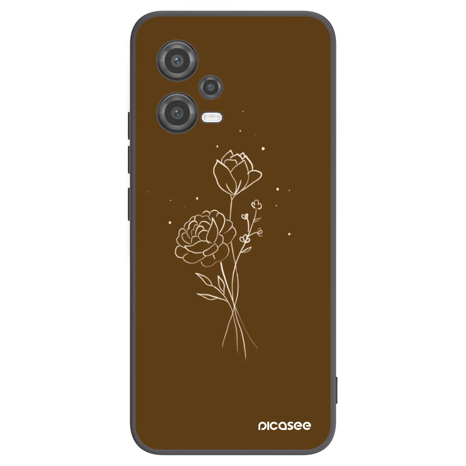 Picasee crna silikonska maskica za Xiaomi Poco X5 - Brown flowers