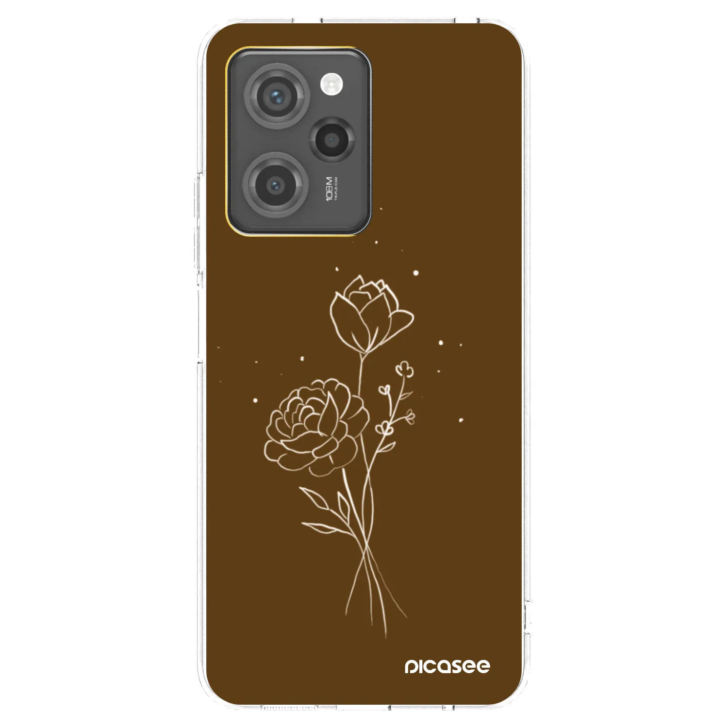 Picasee crna silikonska maskica za Xiaomi Poco X5 Pro - Brown flowers