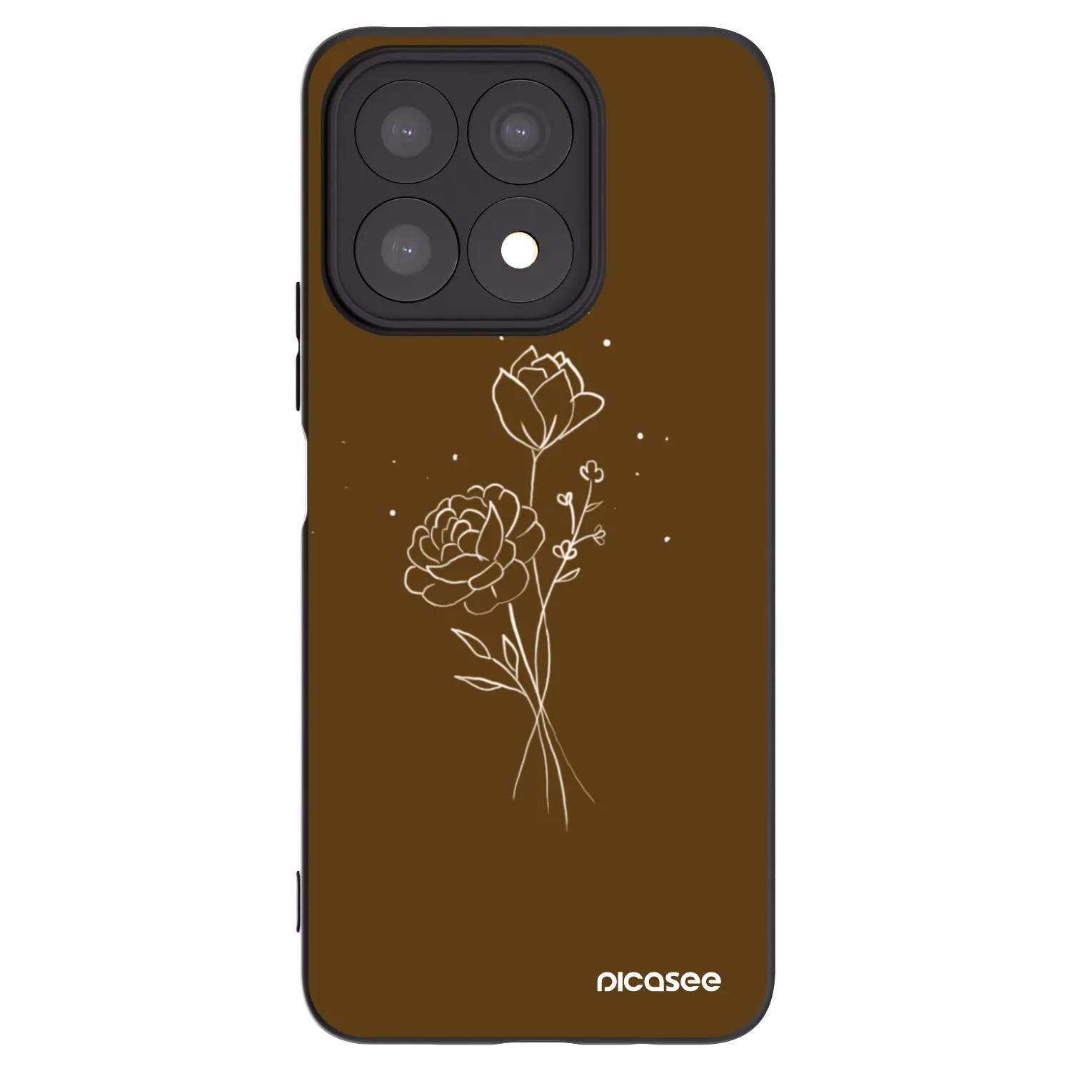 Picasee crna silikonska maskica za Honor X8a - Brown flowers