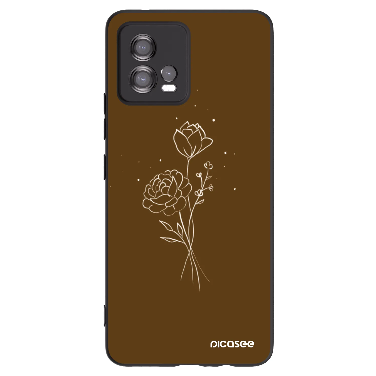 Picasee crna silikonska maskica za Motorola Moto G72 - Brown flowers