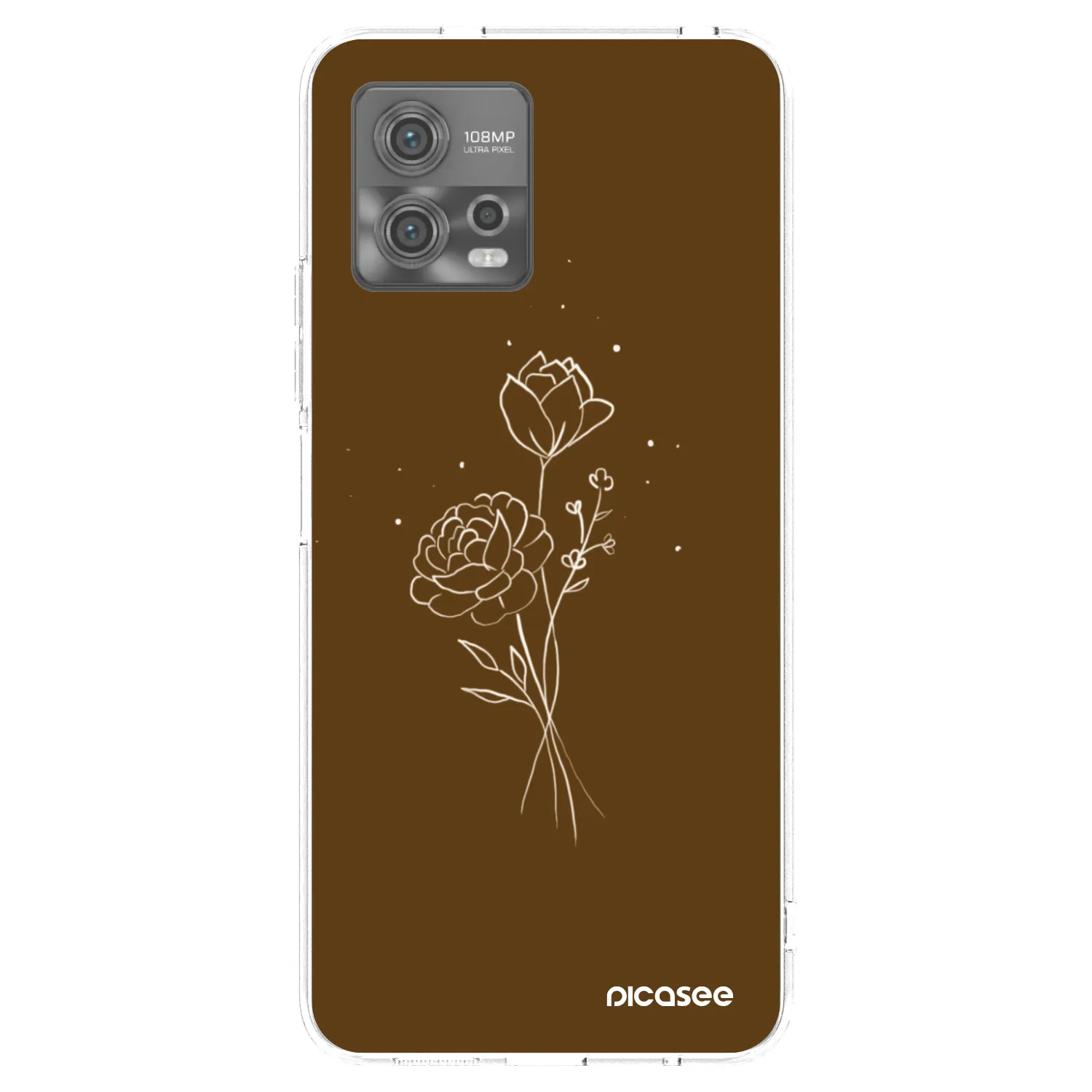 Picasee silikonska prozirna maskica za Motorola Moto G72 - Brown flowers