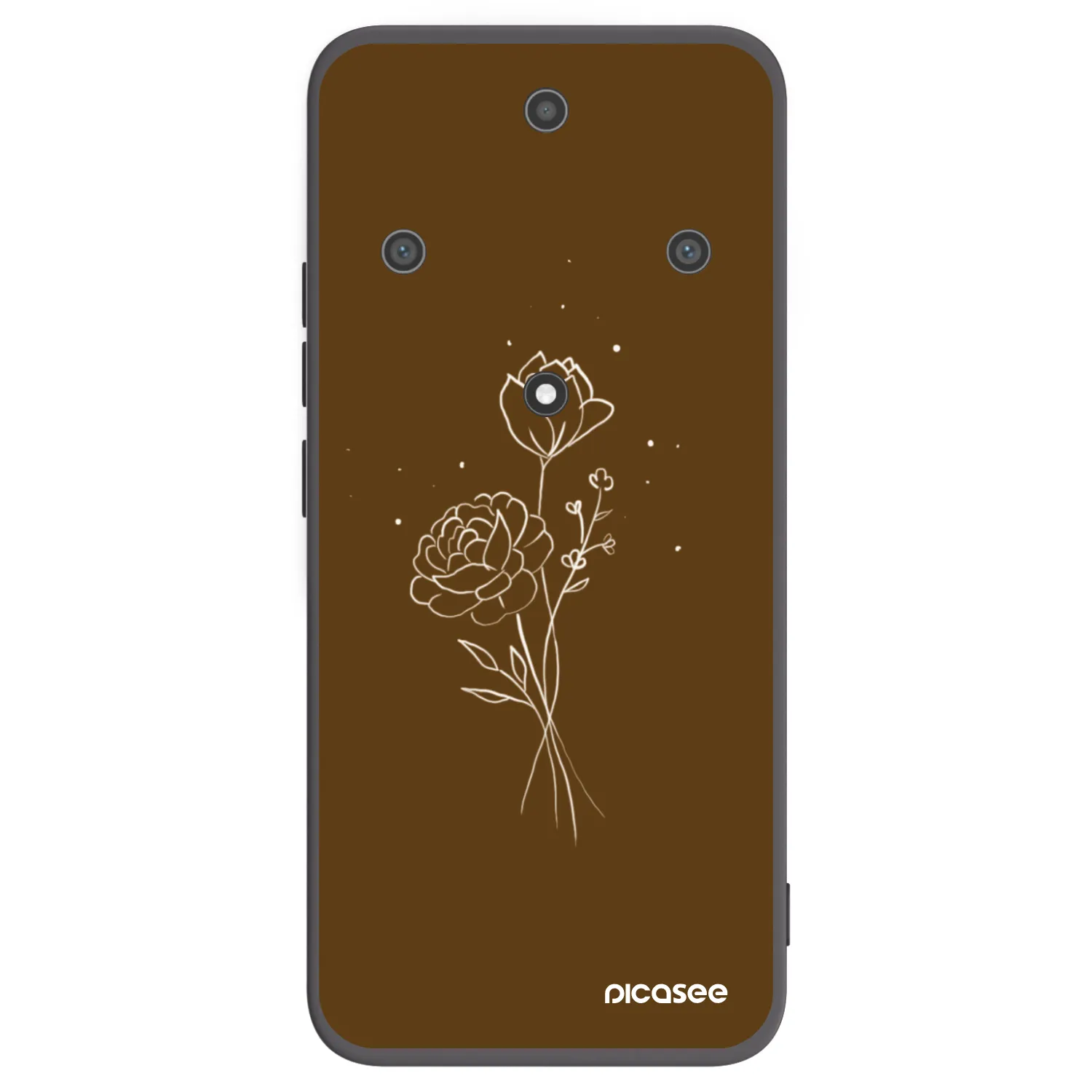 Picasee crna silikonska maskica za Honor Magic5 Lite 5G - Brown flowers