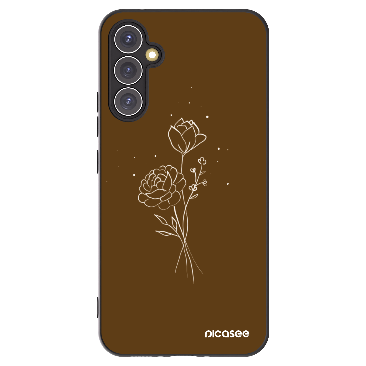 Picasee crna silikonska maskica za Samsung Galaxy A34 5G A346B - Brown flowers