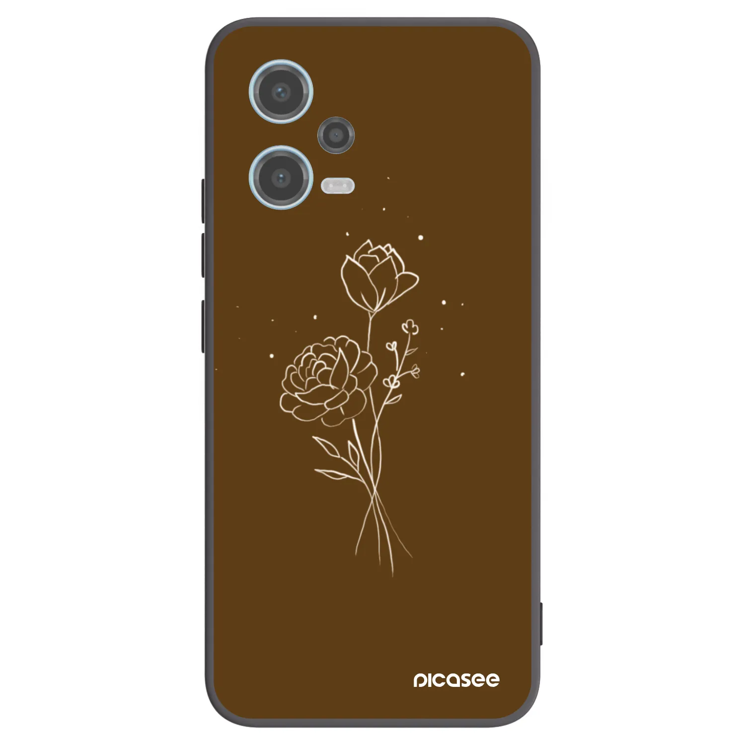 Picasee crna silikonska maskica za Xiaomi Redmi Note 12 5G - Brown flowers