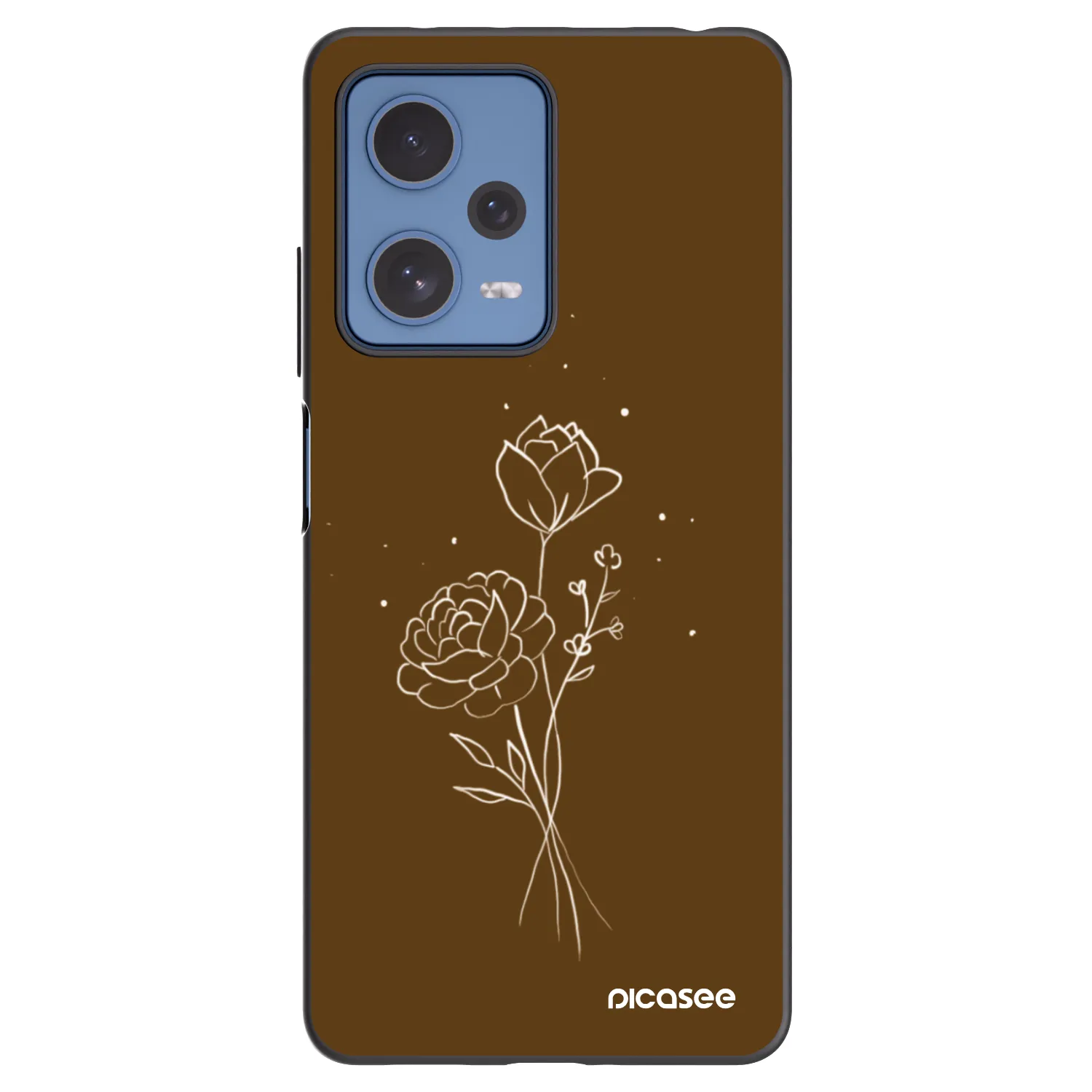 Picasee crna silikonska maskica za Xiaomi Redmi Note 12 Pro 5G - Brown flowers