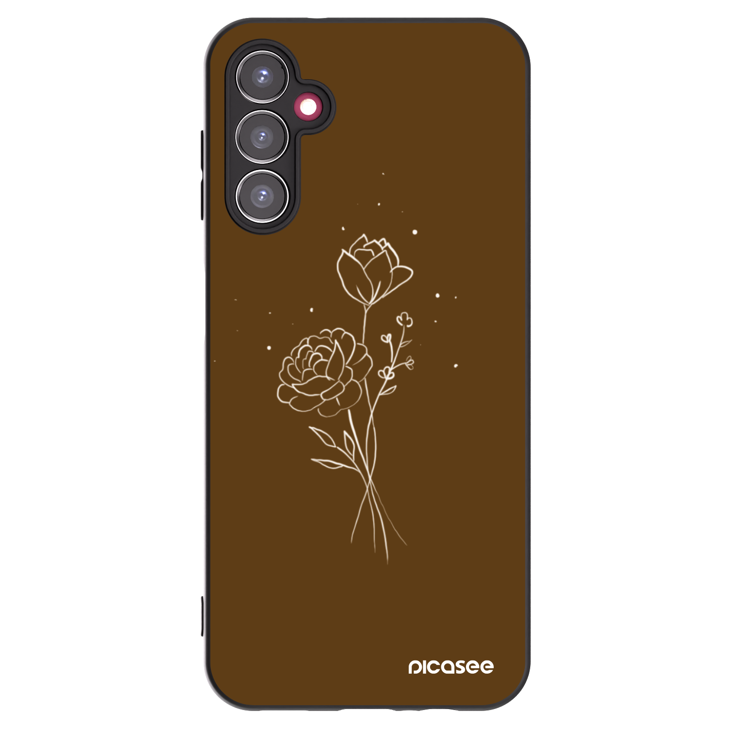 Picasee crna silikonska maskica za Samsung Galaxy A14 4G A145R - Brown flowers