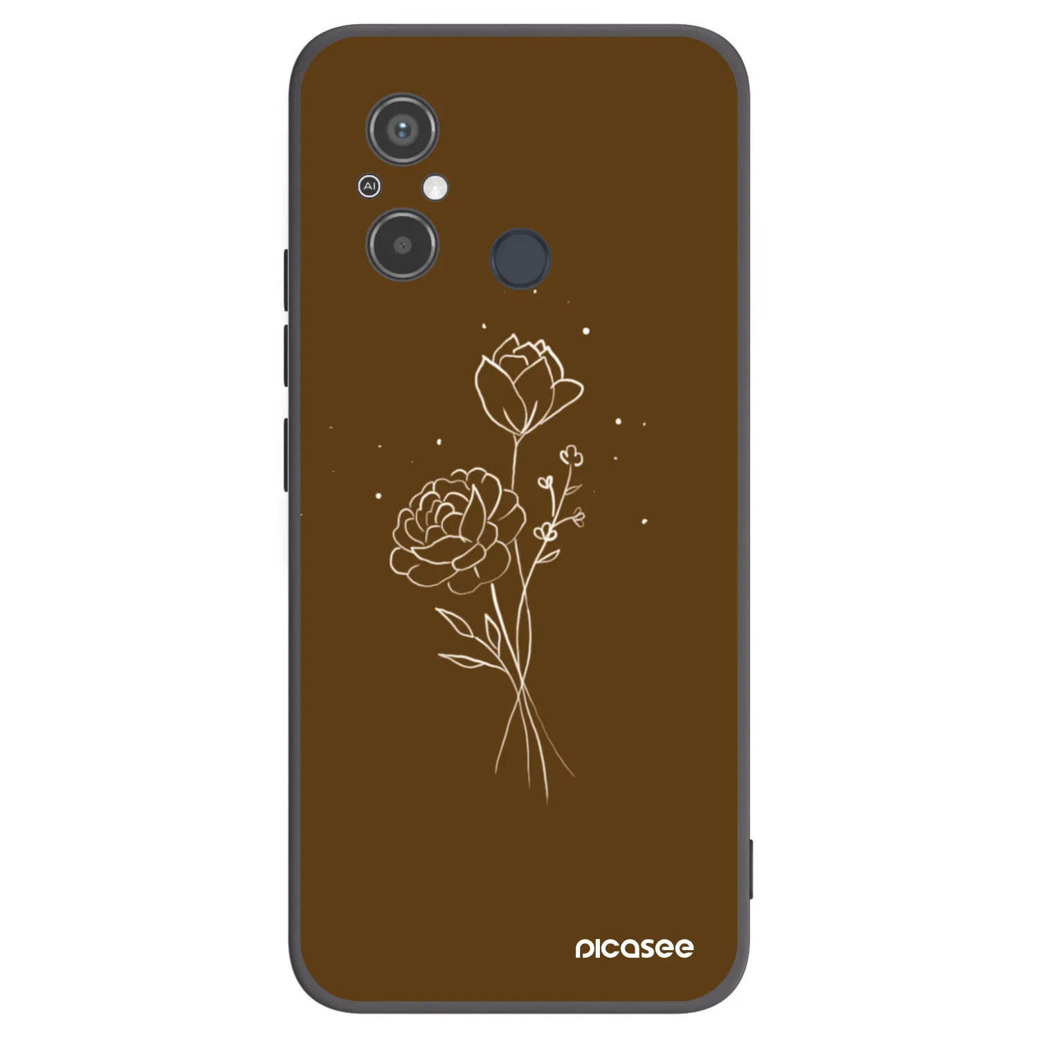 Picasee crna silikonska maskica za Xiaomi Redmi 12C - Brown flowers