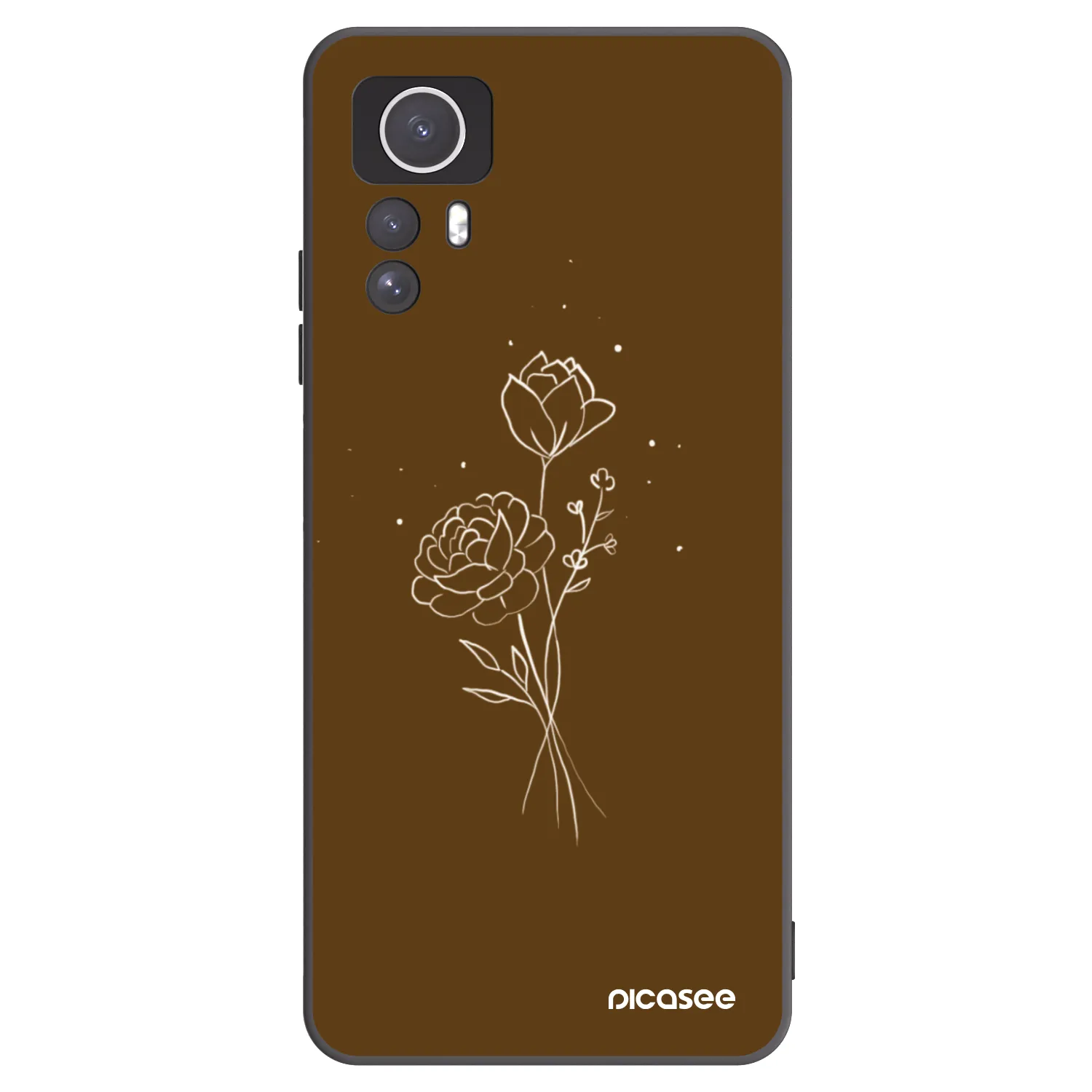 Picasee crna silikonska maskica za Xiaomi Redmi Note 12S - Brown flowers
