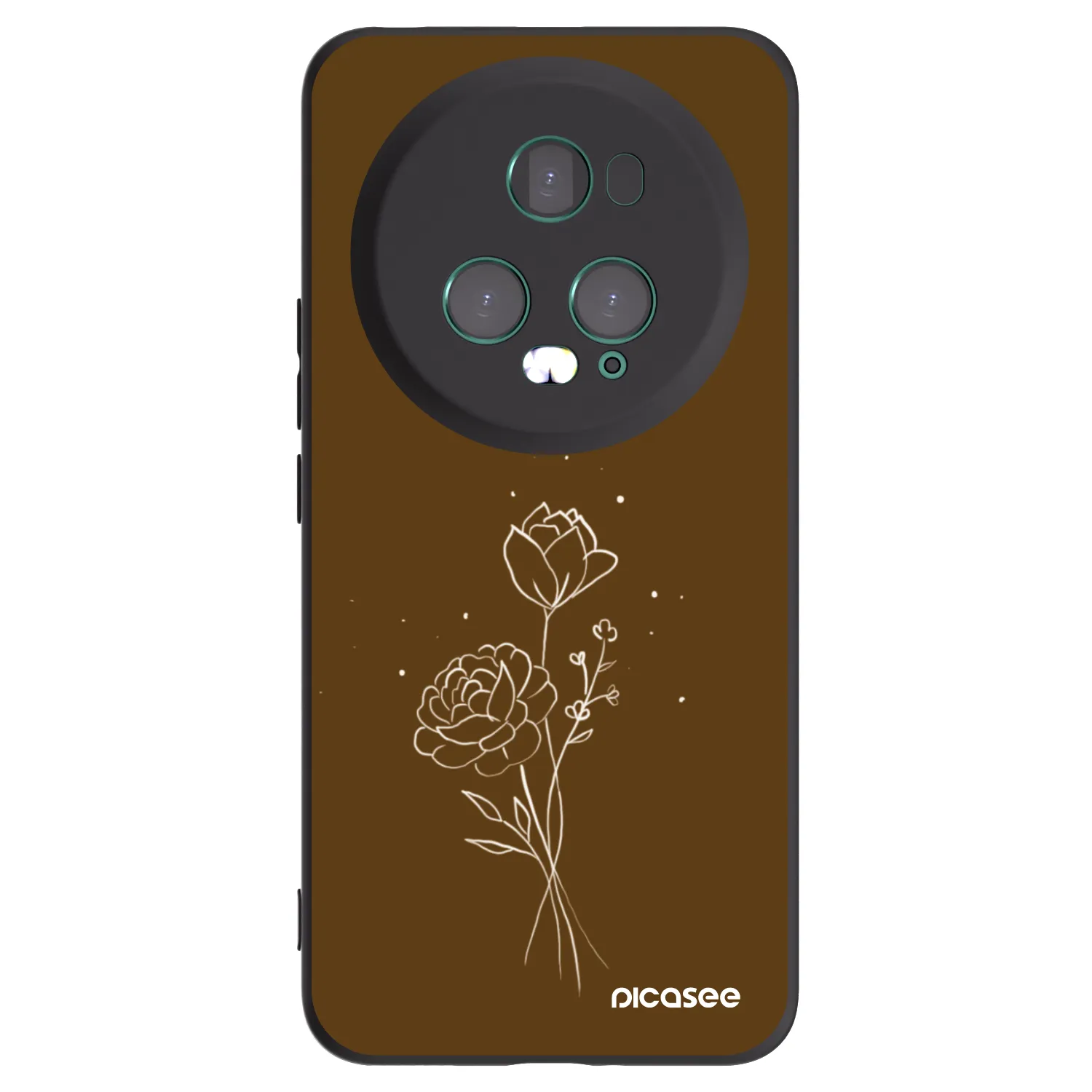 Picasee crna silikonska maskica za Honor Magic5 Pro - Brown flowers