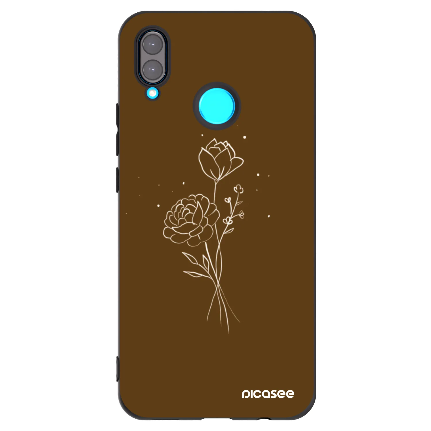 Picasee crna silikonska maskica za Huawei Nova 3 - Brown flowers