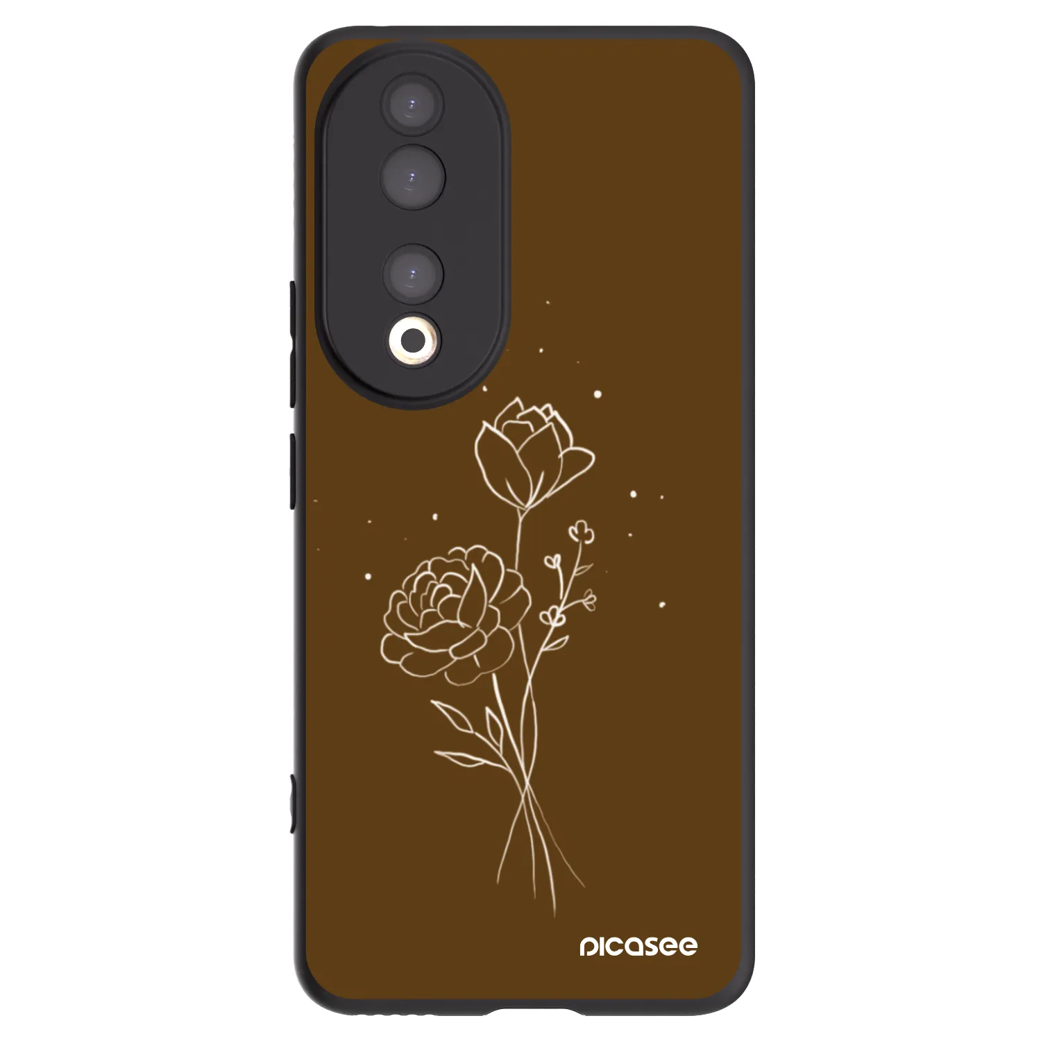 Picasee crna silikonska maskica za Honor 90 5G - Brown flowers