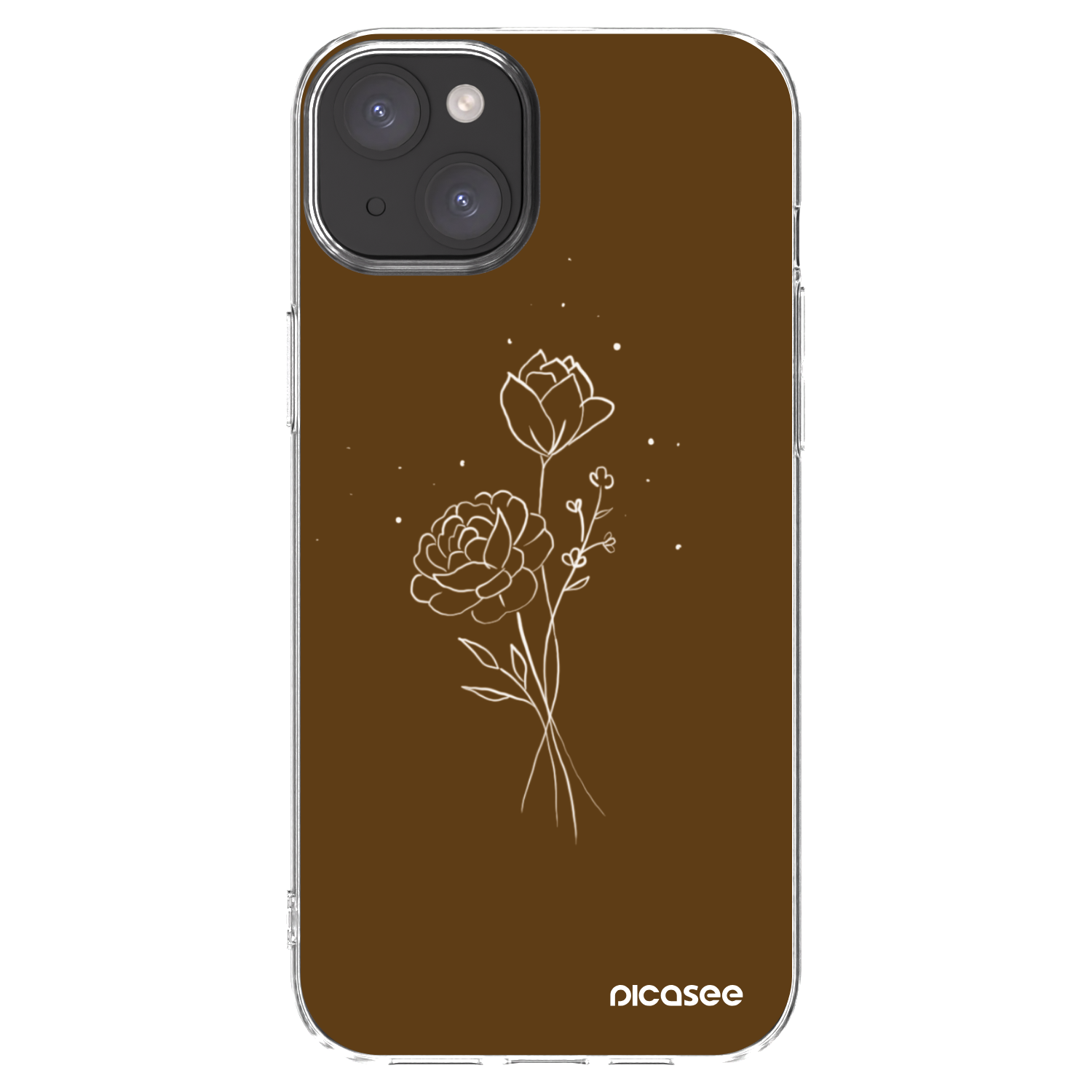 Picasee silikonska prozirna maskica za Apple iPhone 15 Plus - Brown flowers