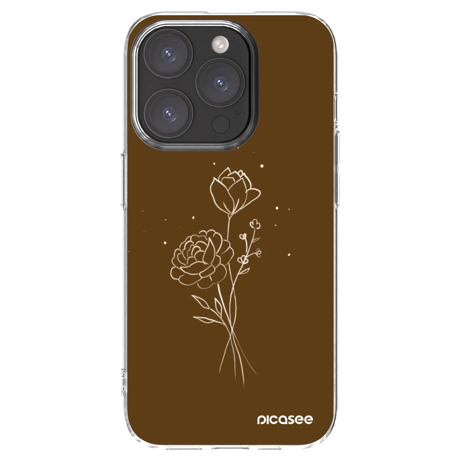 Picasee silikonska prozirna maskica za Apple iPhone 15 Pro - Brown flowers