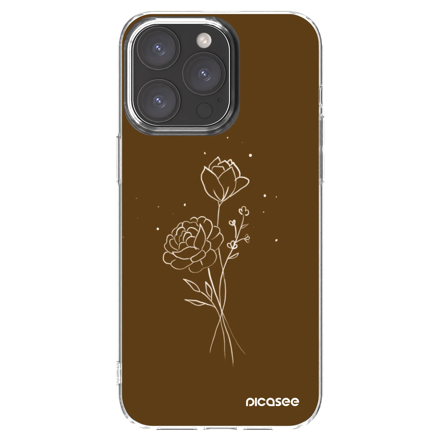 Picasee silikonska prozirna maskica za Apple iPhone 15 Pro Max - Brown flowers