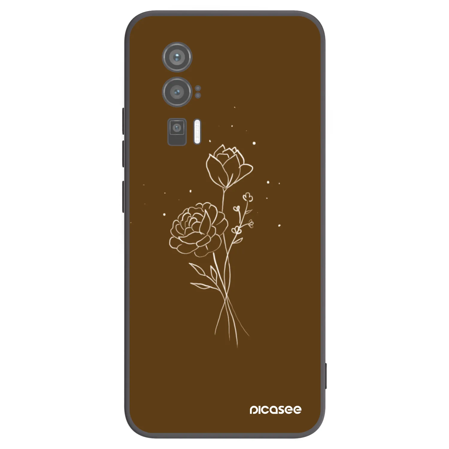 Picasee crna silikonska maskica za Xiaomi Poco F5 Pro 5G - Brown flowers