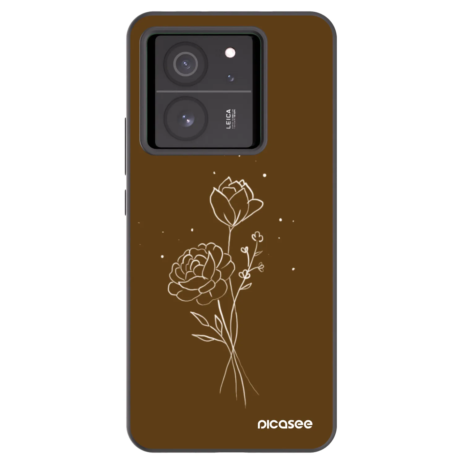 Picasee crna silikonska maskica za Xiaomi 13T - Brown flowers