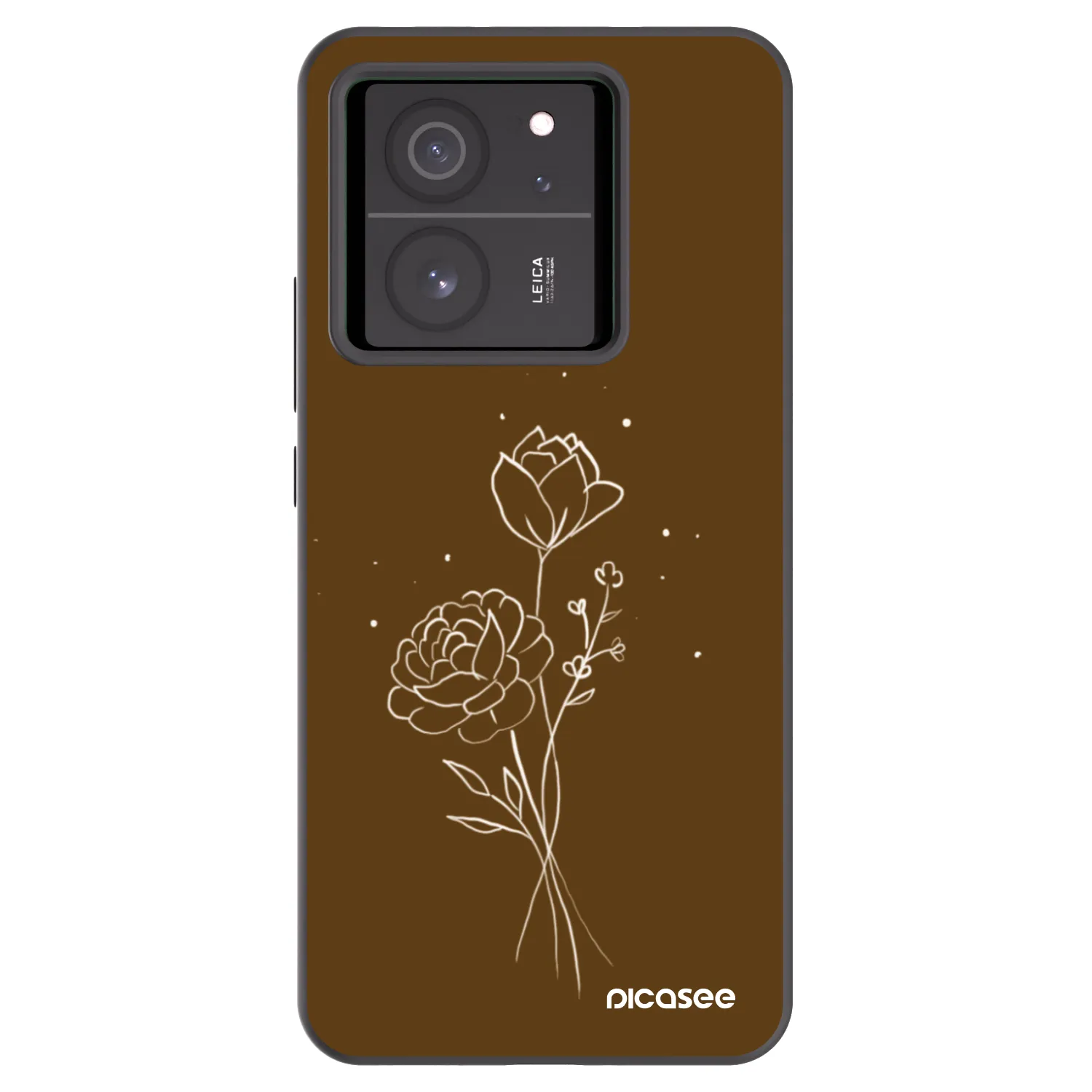 Picasee crna silikonska maskica za Xiaomi 13T Pro - Brown flowers