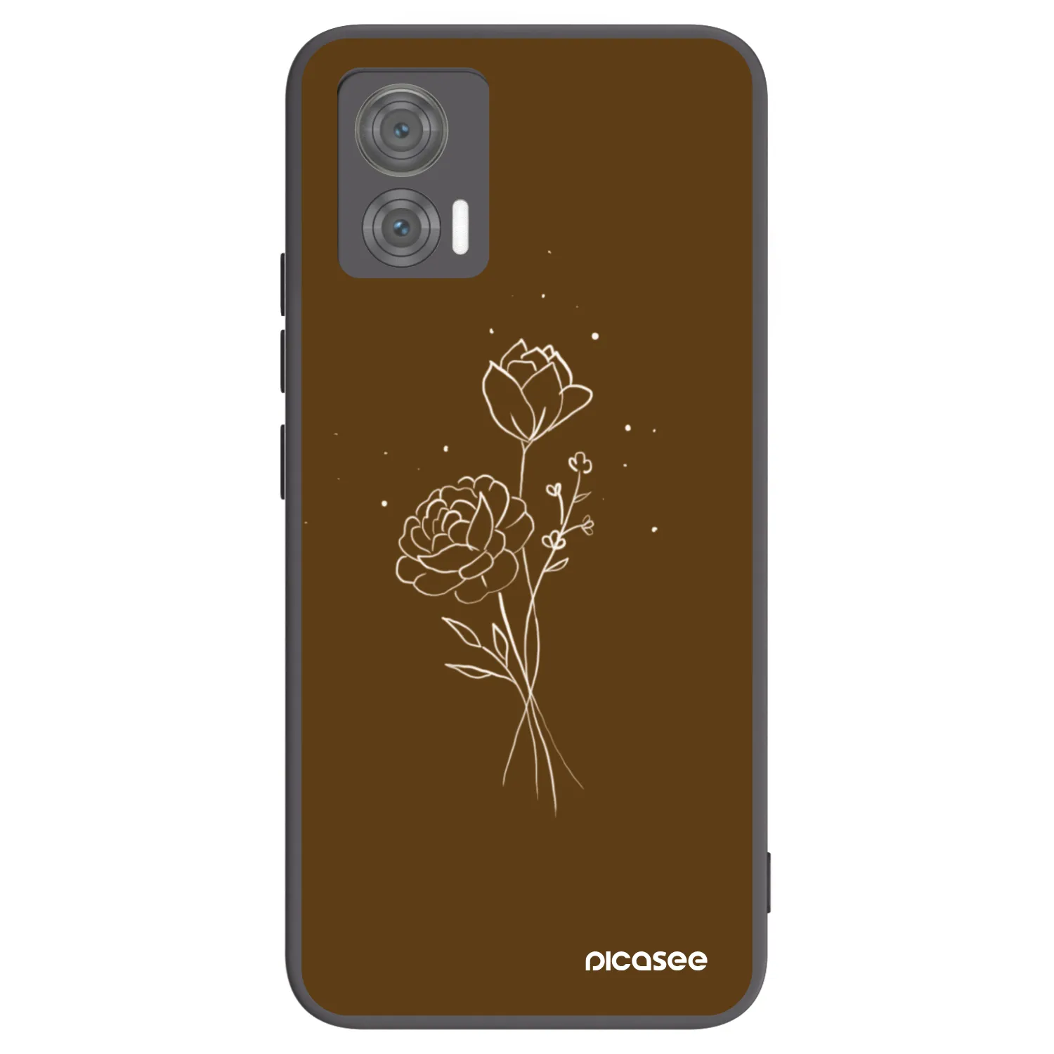 Picasee crna silikonska maskica za Motorola Edge 30 Neo - Brown flowers