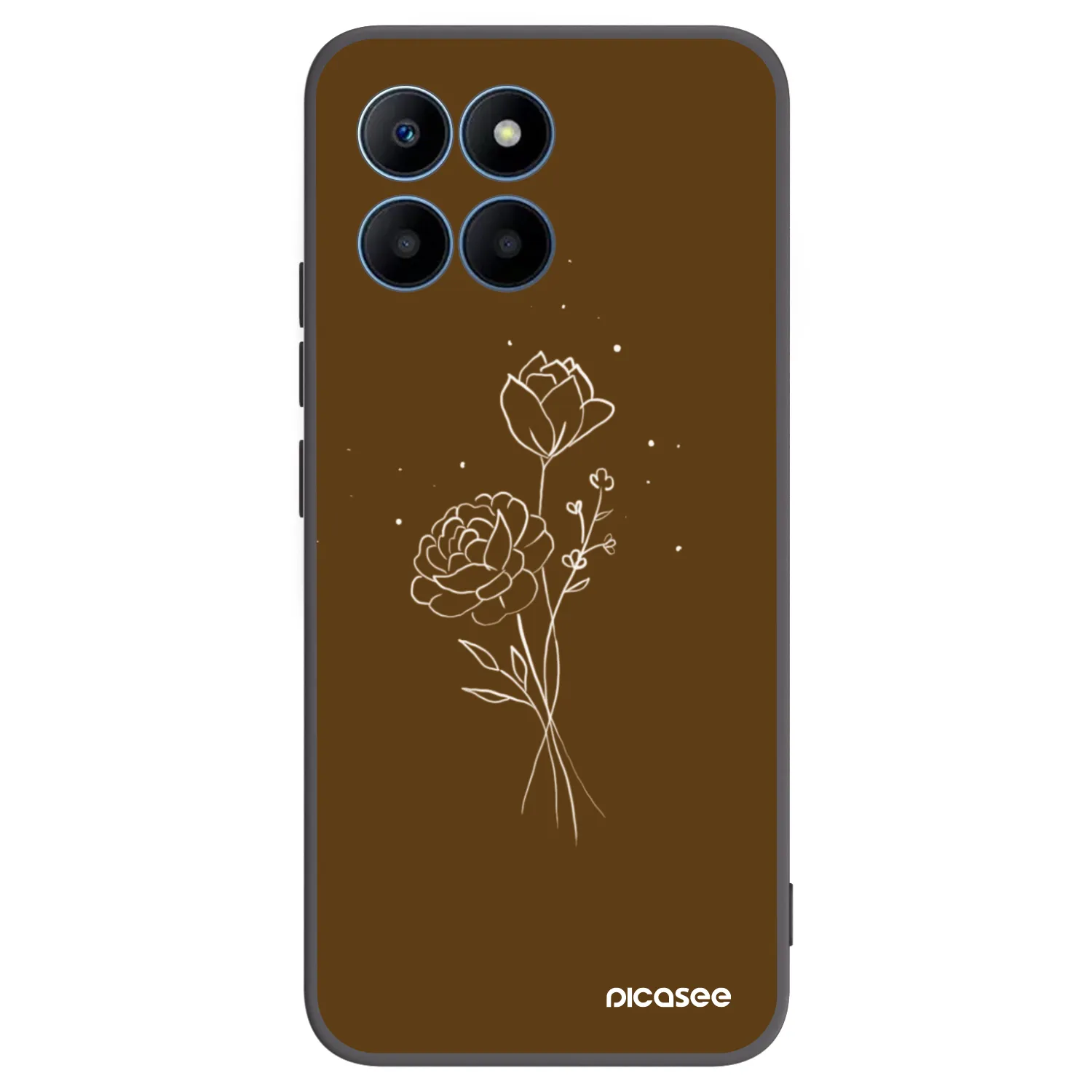 Picasee crna silikonska maskica za Honor 70 Lite - Brown flowers