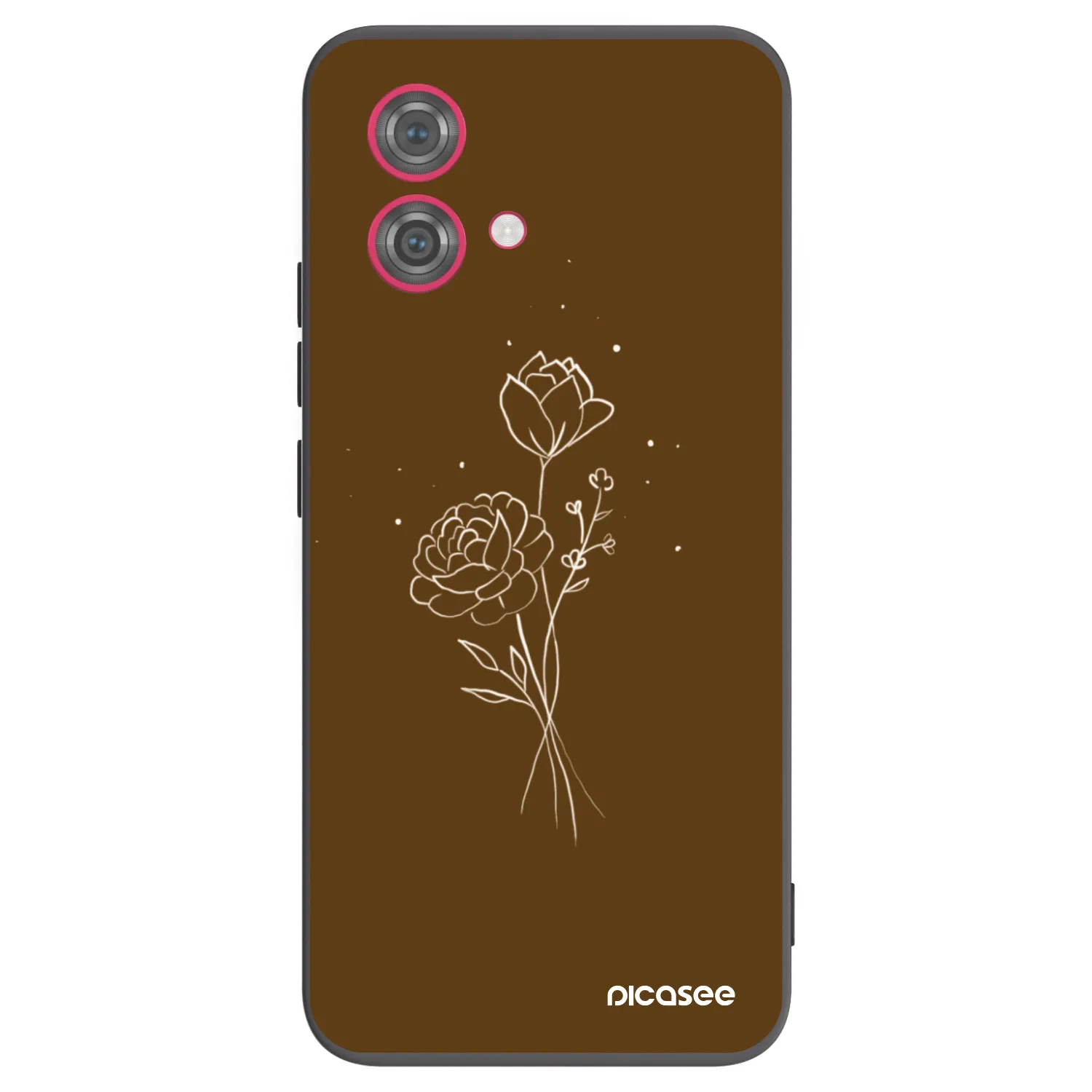 Picasee crna silikonska maskica za Motorola Moto G84 5G - Brown flowers