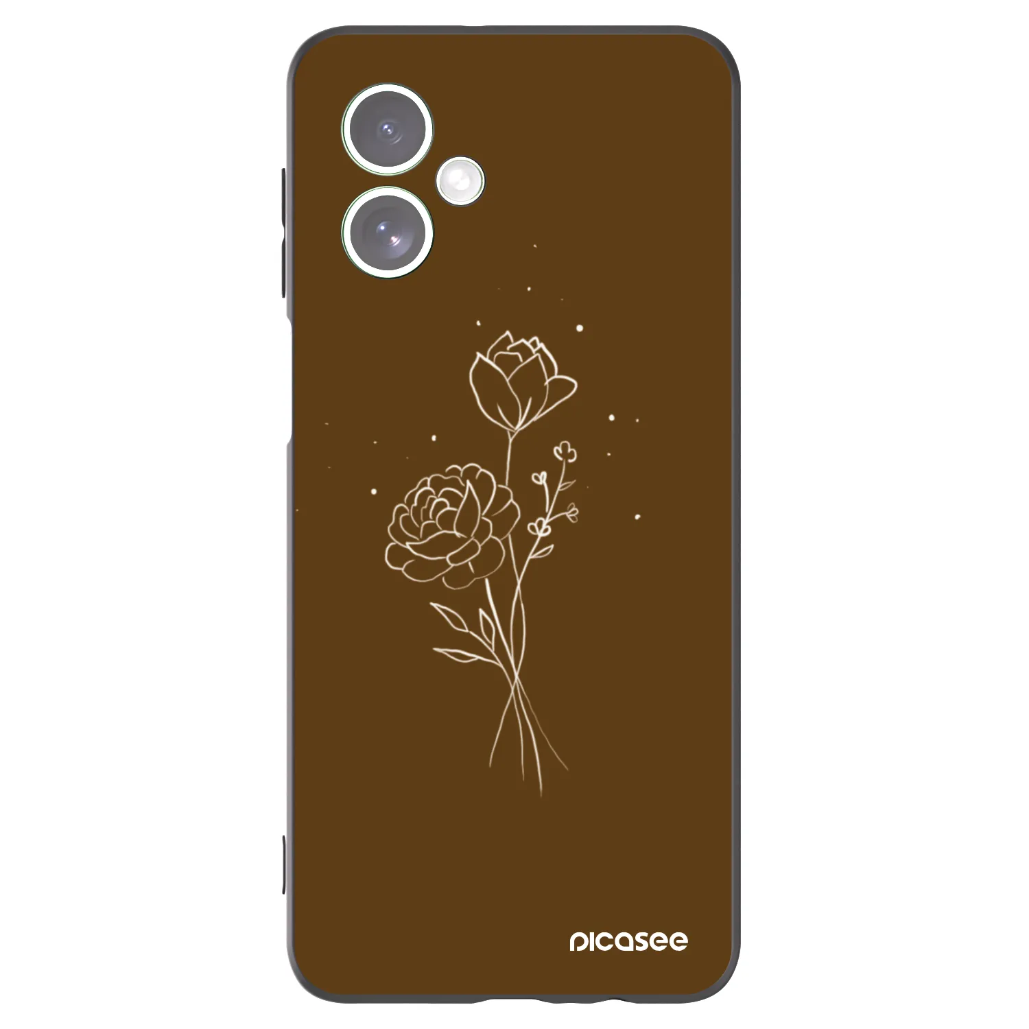 Picasee crna silikonska maskica za Motorola Moto G54 5G - Brown flowers