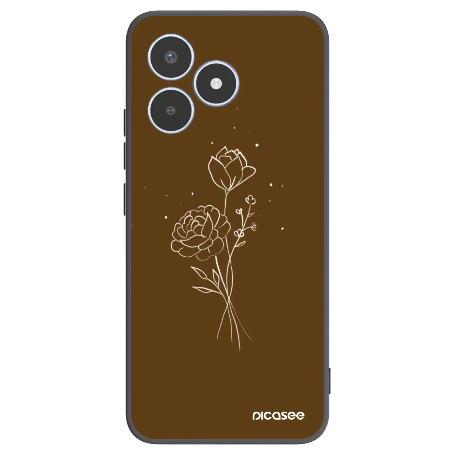 Picasee crna silikonska maskica za Realme C53 - Brown flowers
