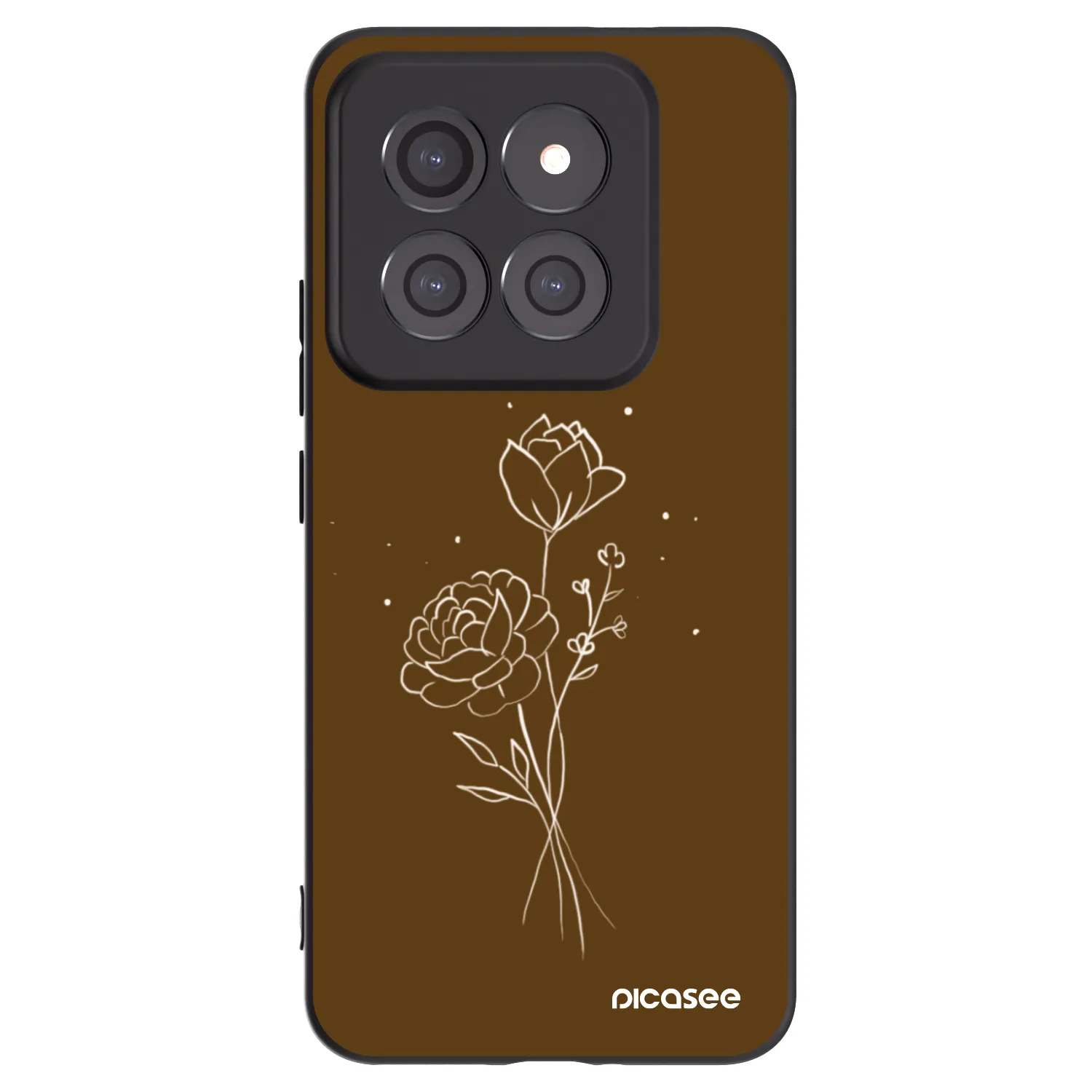 Picasee crna silikonska maskica za Xiaomi 14 Pro - Brown flowers