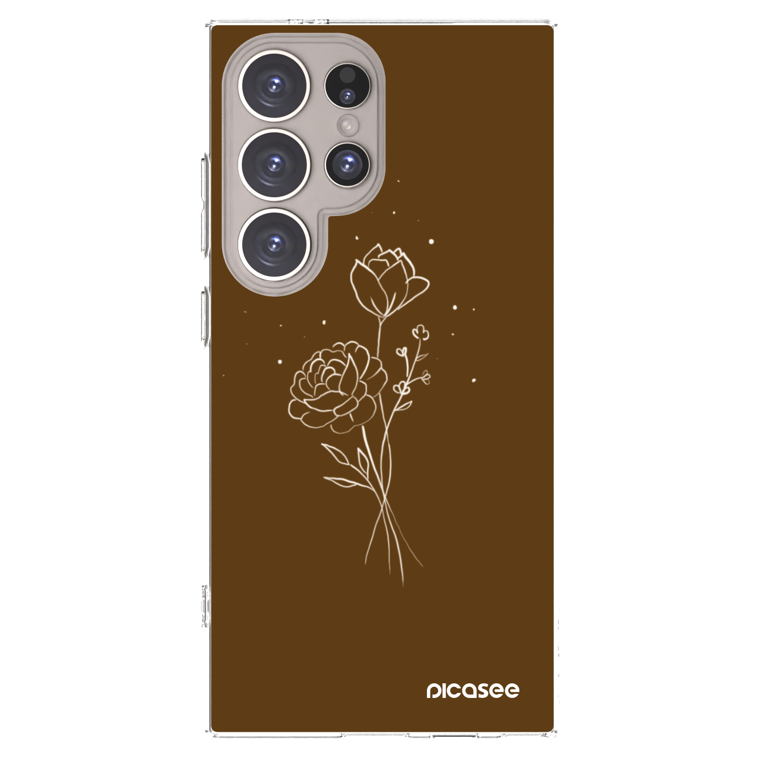 Picasee silikonska prozirna maskica za Samsung Galaxy S24 Ultra S928B 5G - Brown flowers
