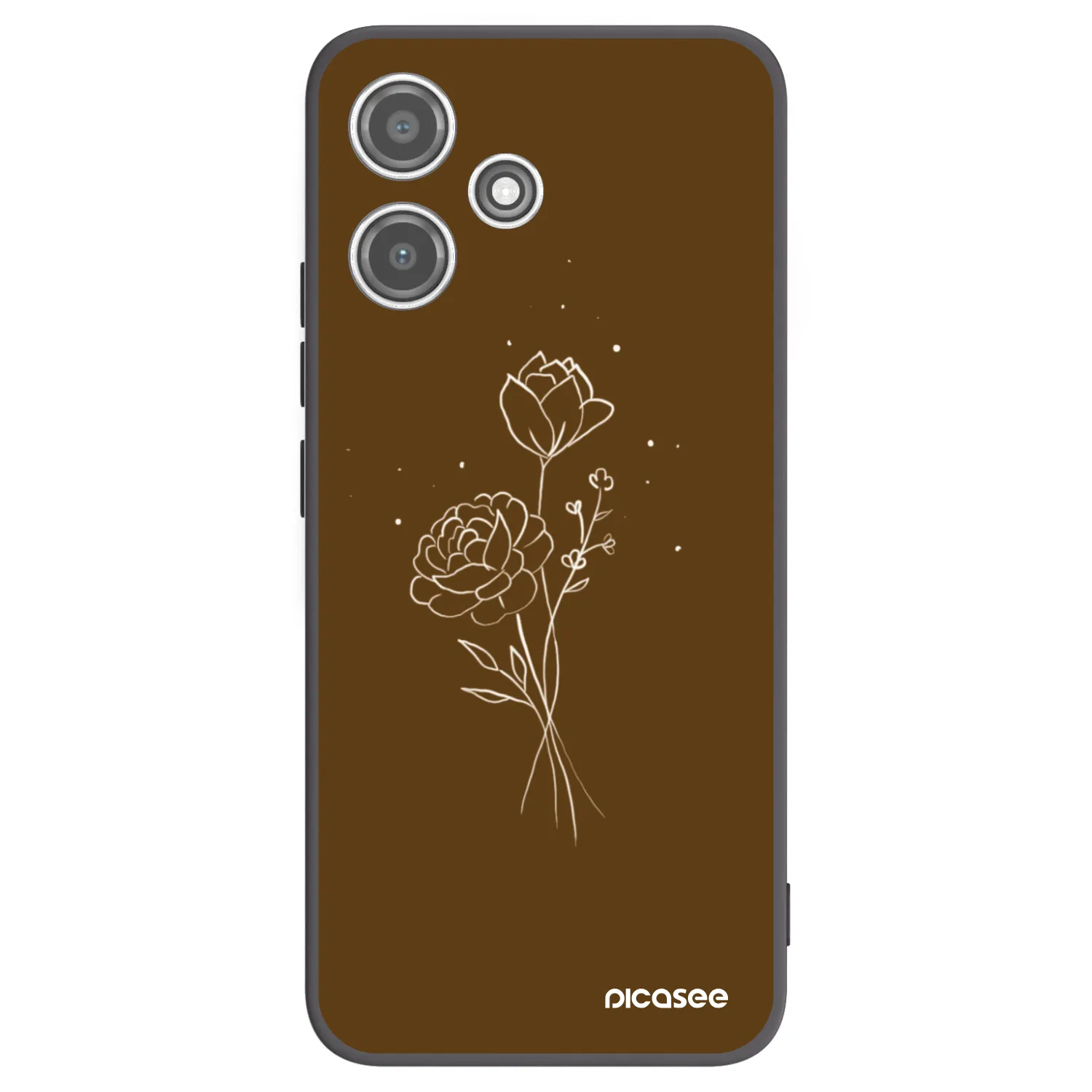 Picasee crna silikonska maskica za Xiaomi Redmi 12 5G - Brown flowers