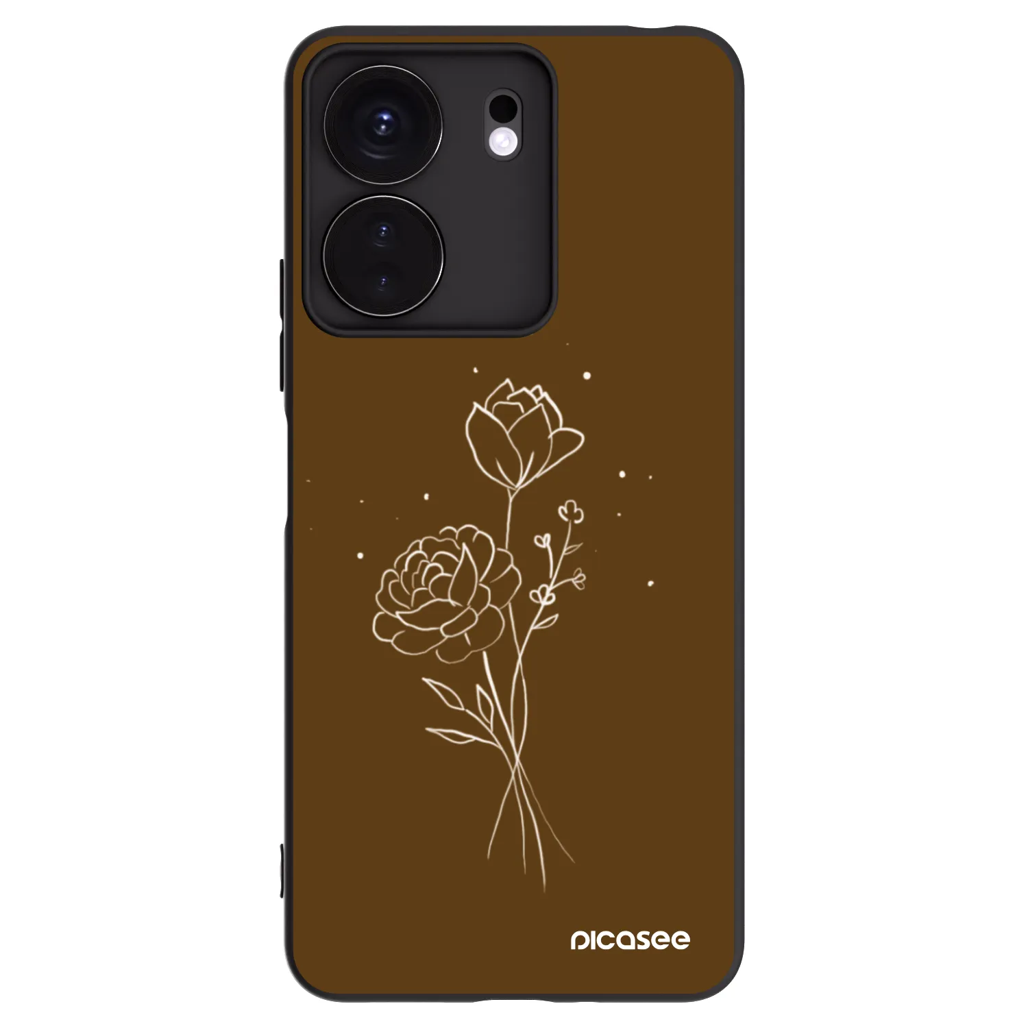 Picasee crna silikonska maskica za Xiaomi Redmi 13C 4G - Brown flowers