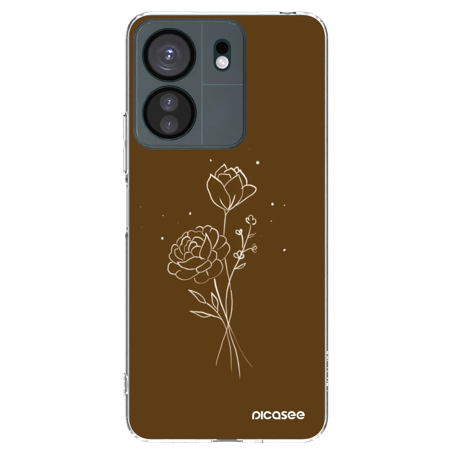 Picasee silikonska prozirna maskica za Xiaomi Redmi 13C 4G - Brown flowers