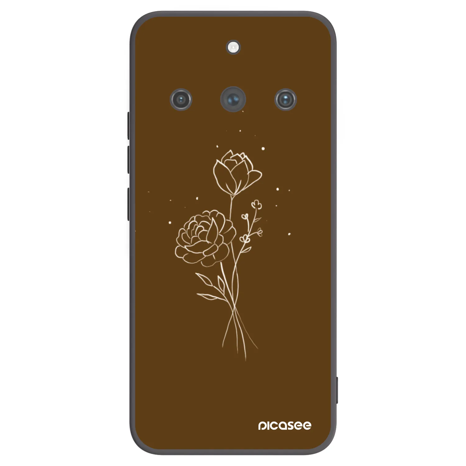 Picasee crna silikonska maskica za Realme 11 Pro+ - Brown flowers