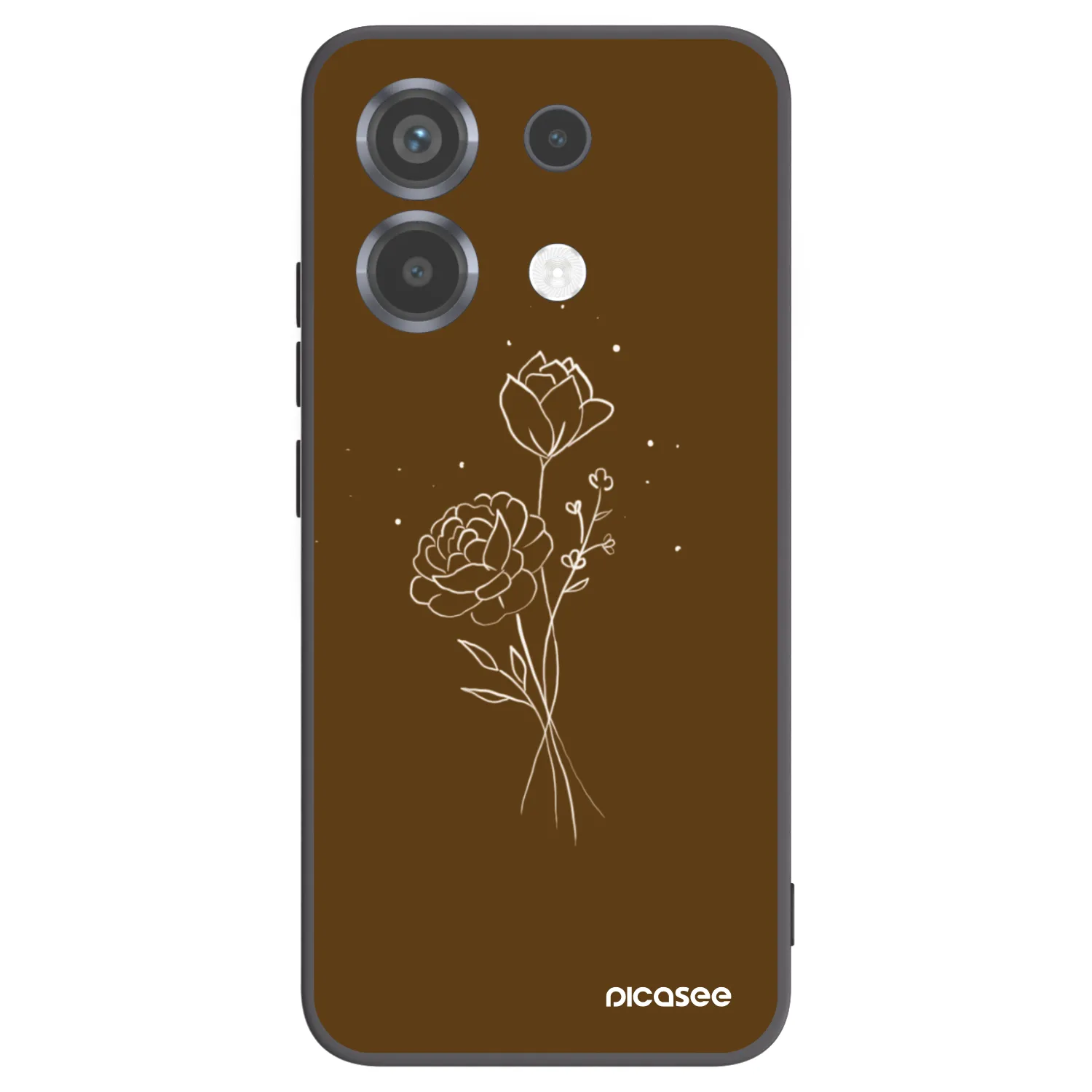 Picasee crna silikonska maskica za Xiaomi Poco X6 - Brown flowers
