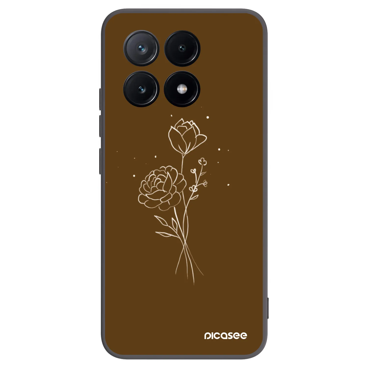 Picasee crna silikonska maskica za Xiaomi Poco X6 Pro - Brown flowers