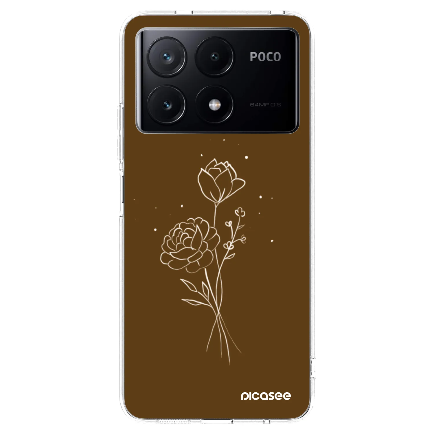 Picasee silikonska prozirna maskica za Xiaomi Poco X6 Pro - Brown flowers