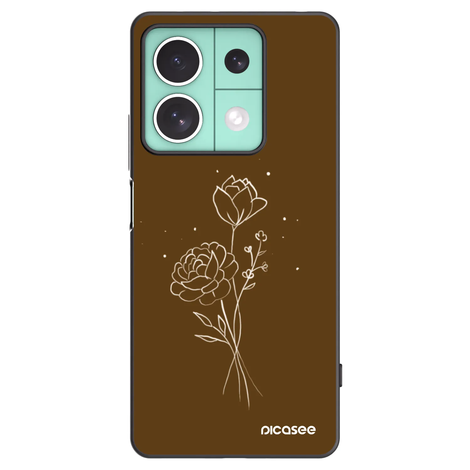 Picasee crna silikonska maskica za Xiaomi Redmi Note 13 5G - Brown flowers