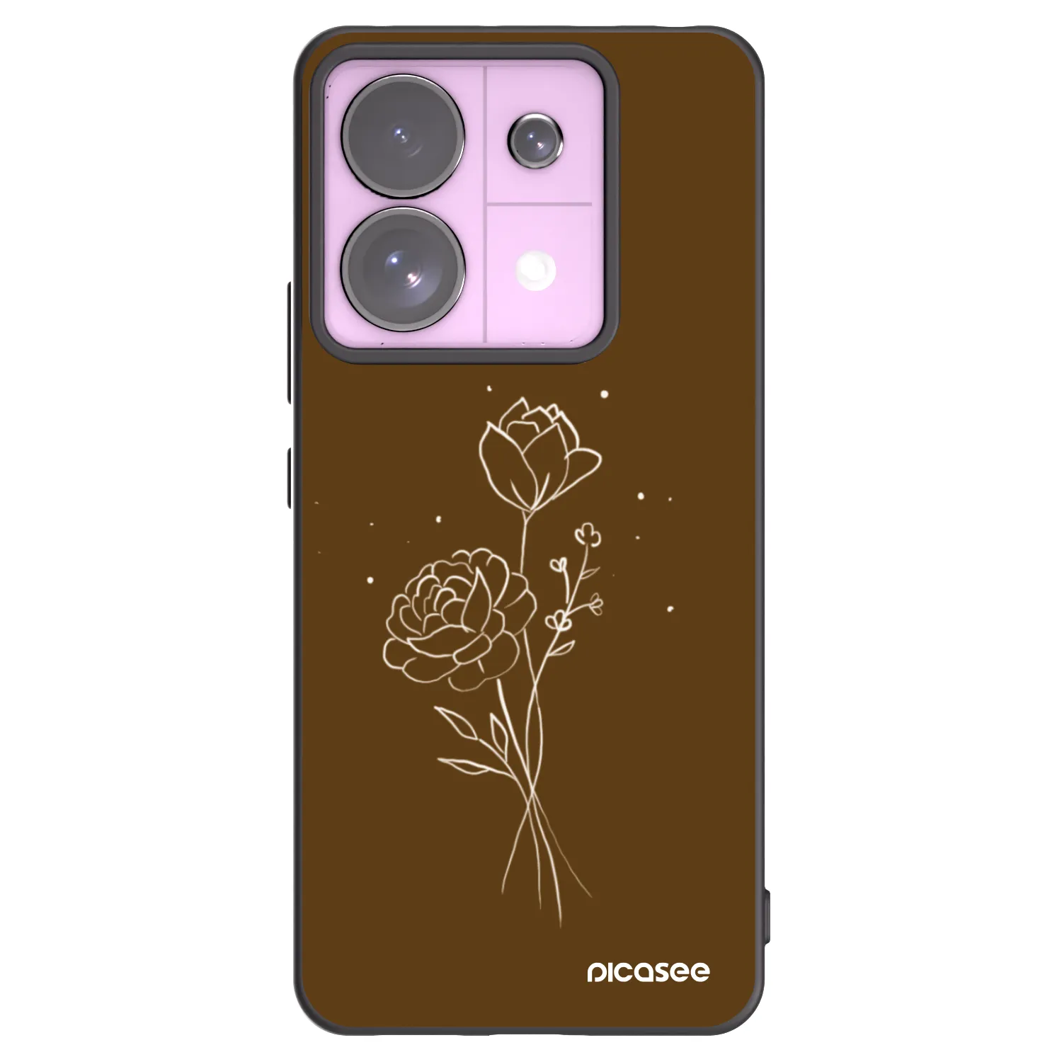 Picasee crna silikonska maskica za Xiaomi Redmi Note 13 Pro 5G - Brown flowers