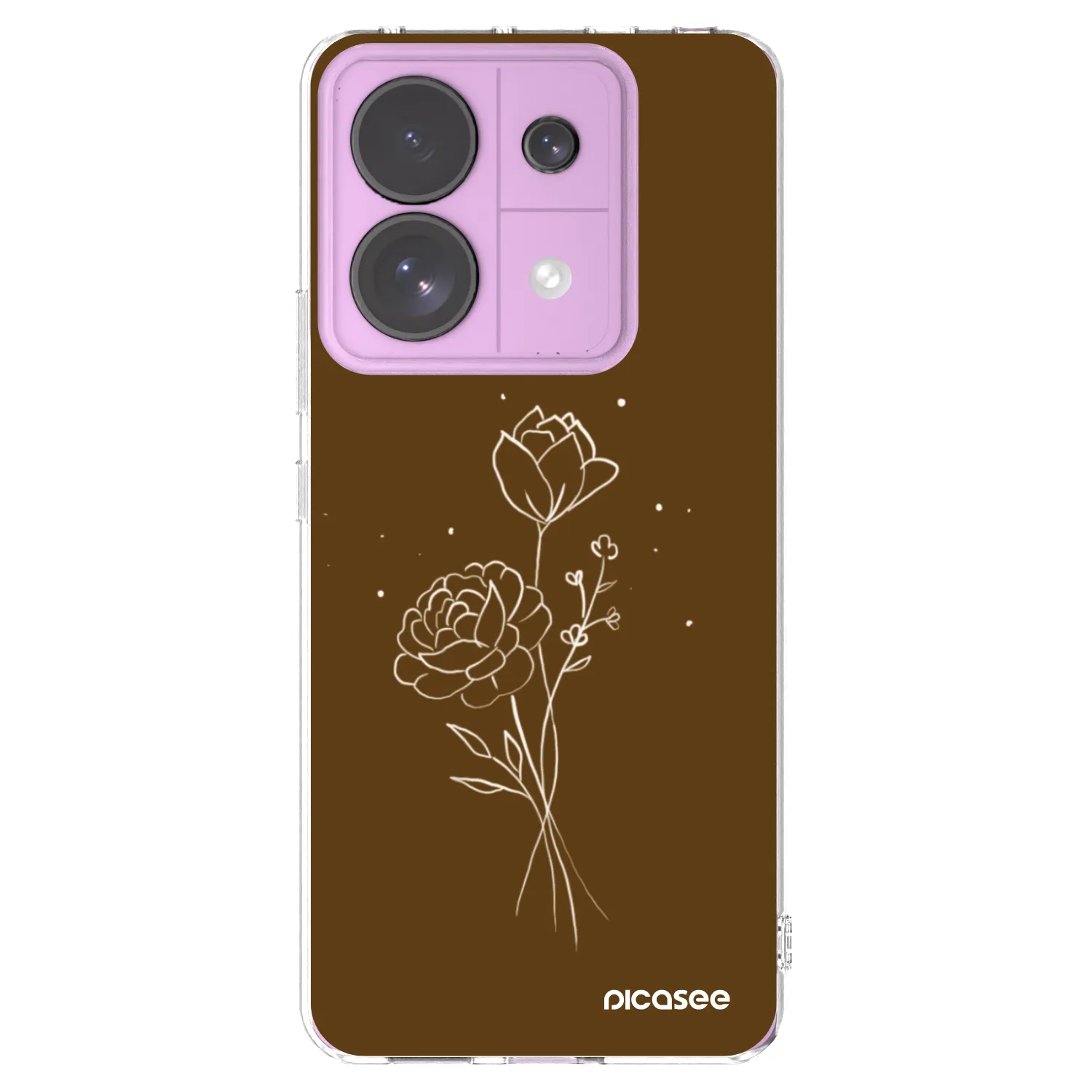 Picasee silikonska prozirna maskica za Xiaomi Redmi Note 13 Pro 5G - Brown flowers